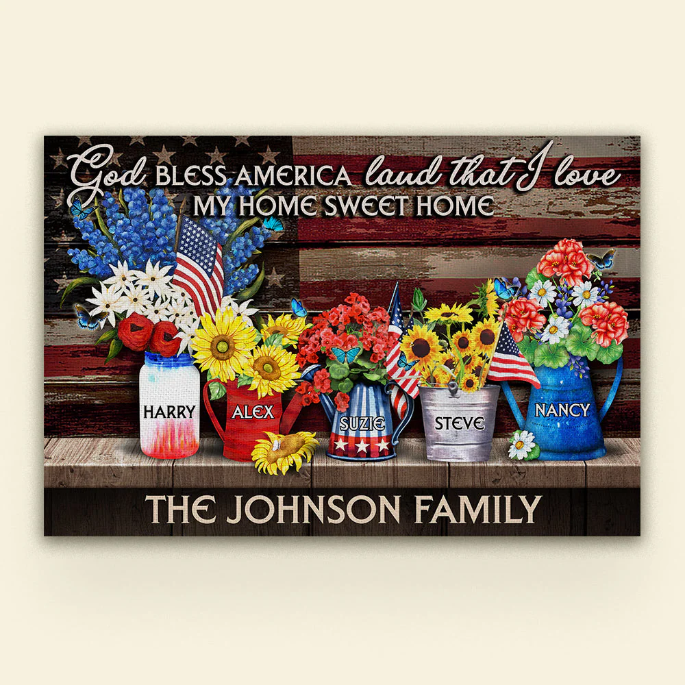 God Bless America Land That I Love - Personalized Poster Canvas - Patriotic Gift For Family HN02 - Image 5