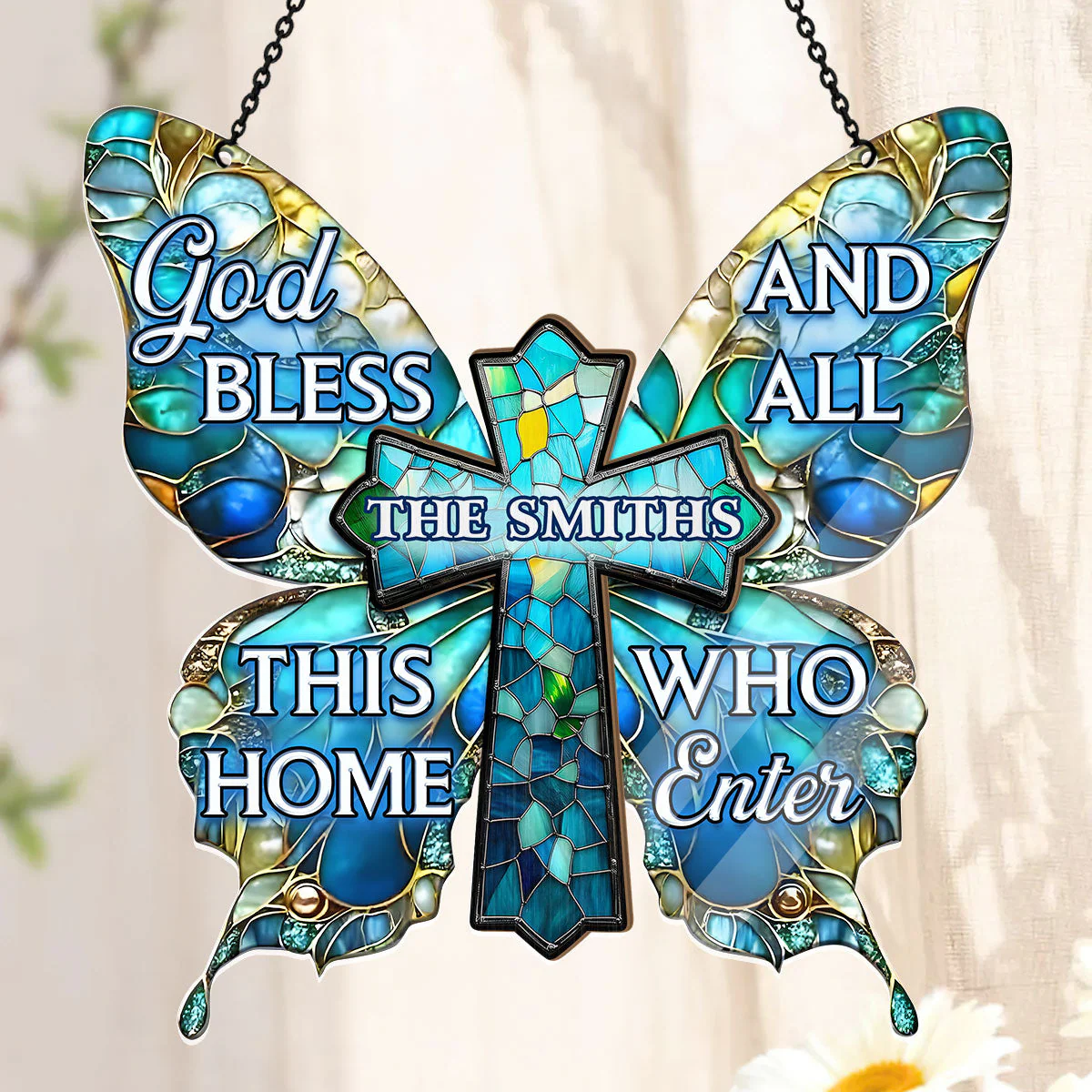 God Bless This Home - Personalized Window Hanging Suncatcher TD118 - Image 2