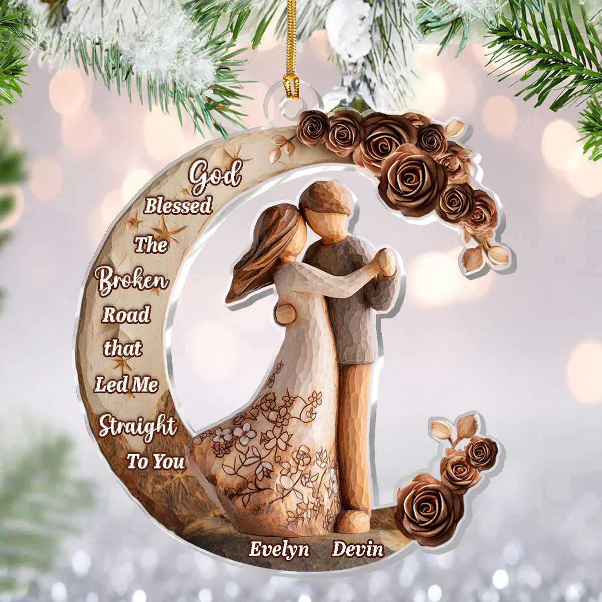 God Blessed The Broken Road - Personalized 1-Layer Acrylic Ornament HL128