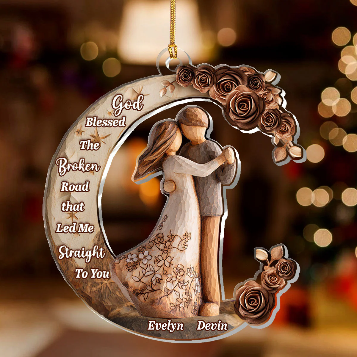 God Blessed The Broken Road - Personalized 1-Layer Acrylic Ornament HL128 - Image 2