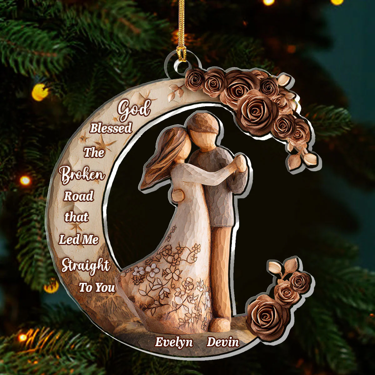 God Blessed The Broken Road - Personalized 1-Layer Acrylic Ornament HL128 - Image 3