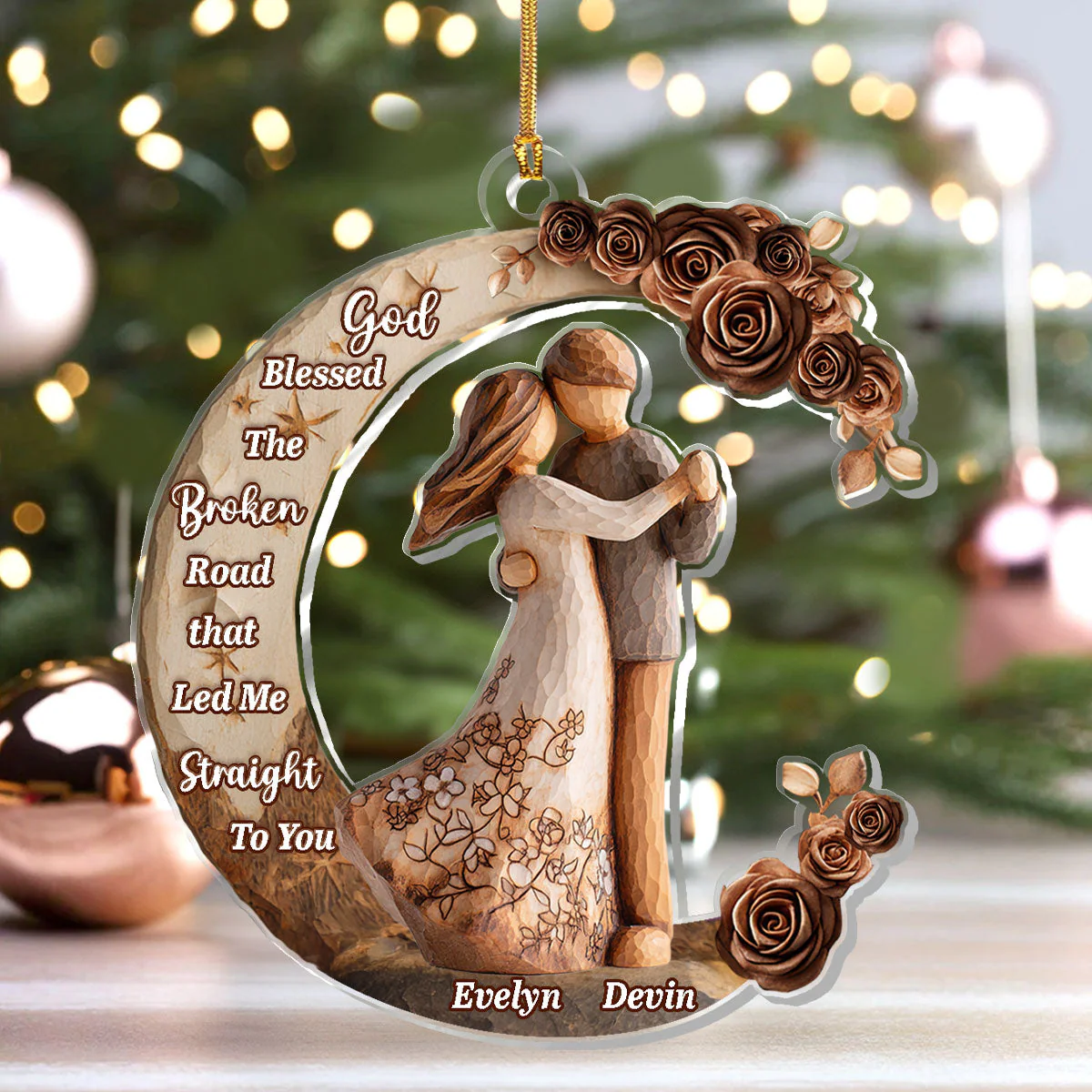 God Blessed The Broken Road - Personalized 1-Layer Acrylic Ornament HL128 - Image 4