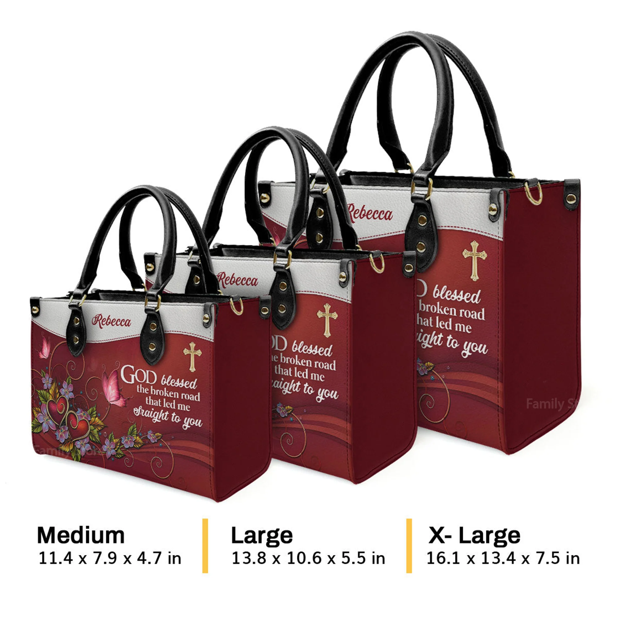 God Blessed The Broken Road That Led Me Straight To You Romantic - Unique Personalized Leather Handbag - AT4080934 - Image 4