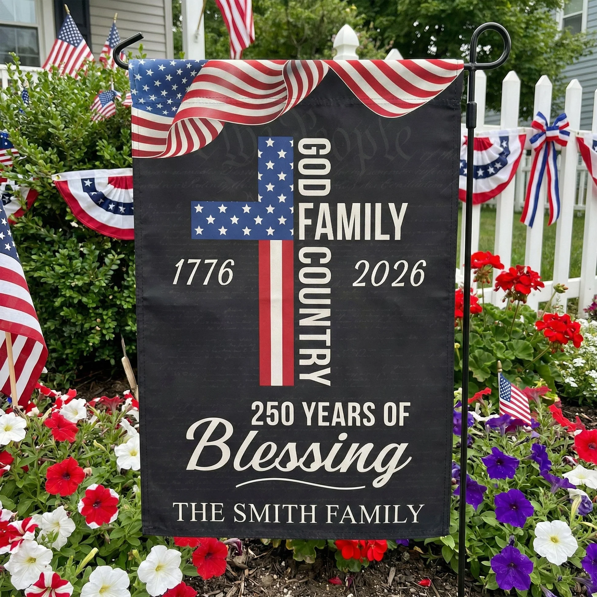 God Family God Country - Personalized Flag - Patriotic Gift For Family HN02