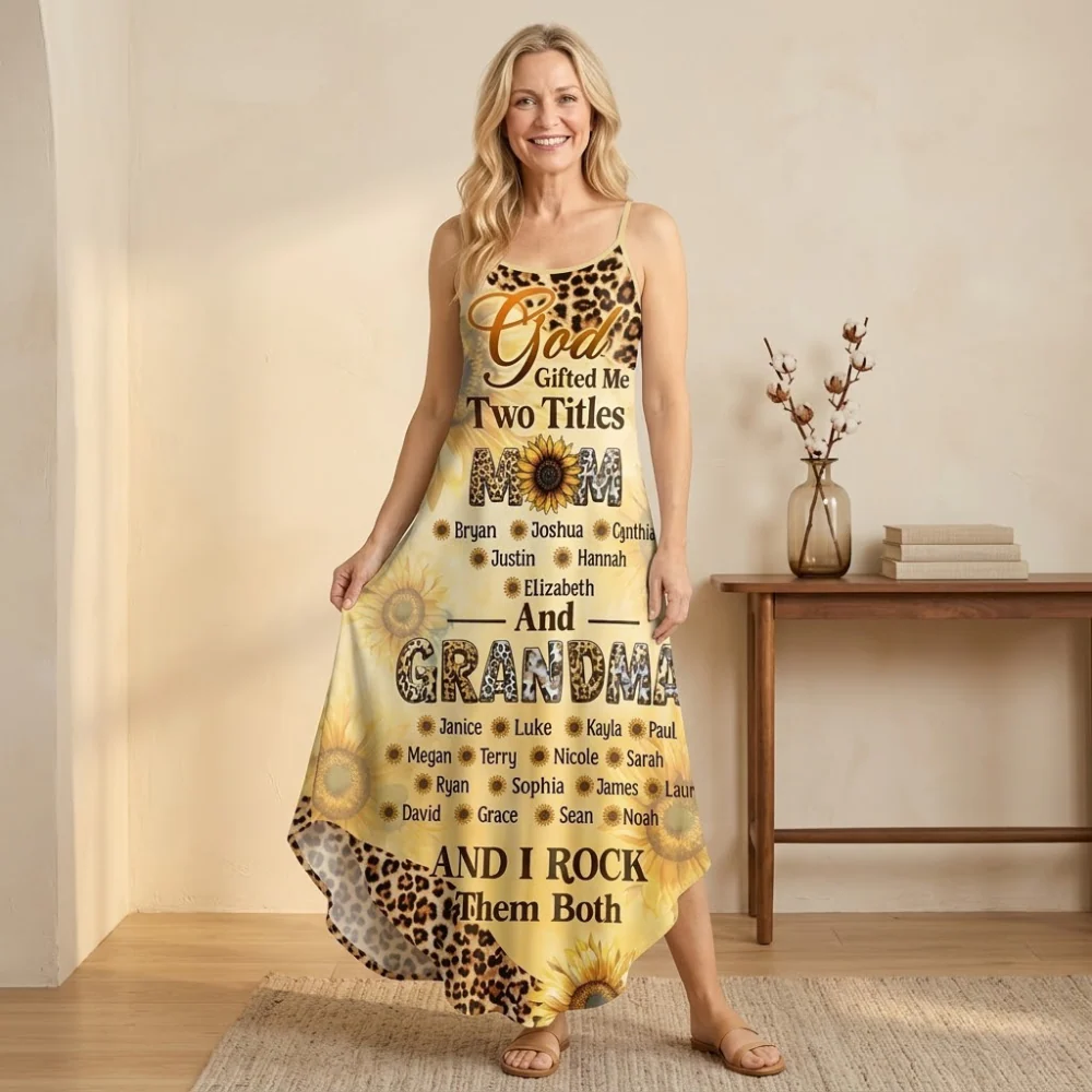 God Gifted Me Two Titles And I Rock Them Both - Personalized Maxi Dress - Gift For Mom, Grandma HN02 - Image 2