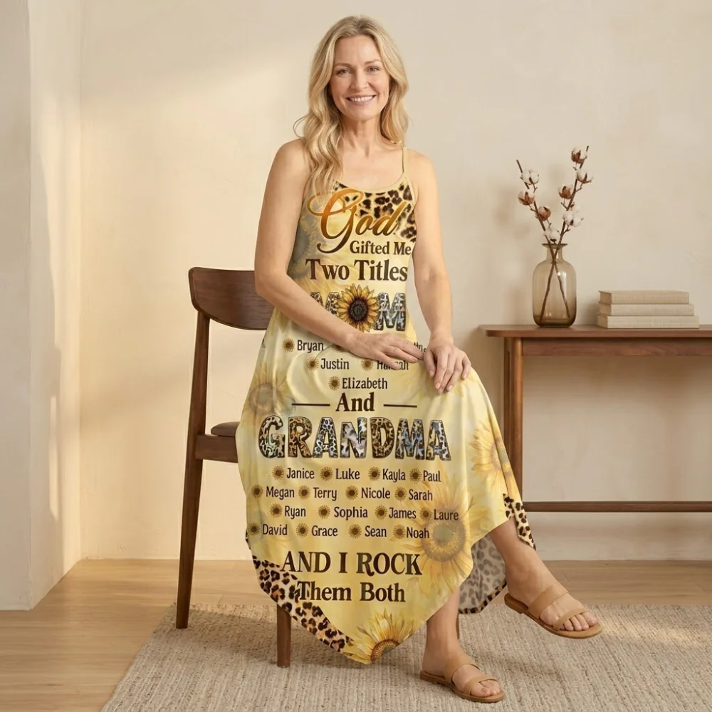 God Gifted Me Two Titles And I Rock Them Both - Personalized Maxi Dress - Gift For Mom, Grandma HN02 - Image 3