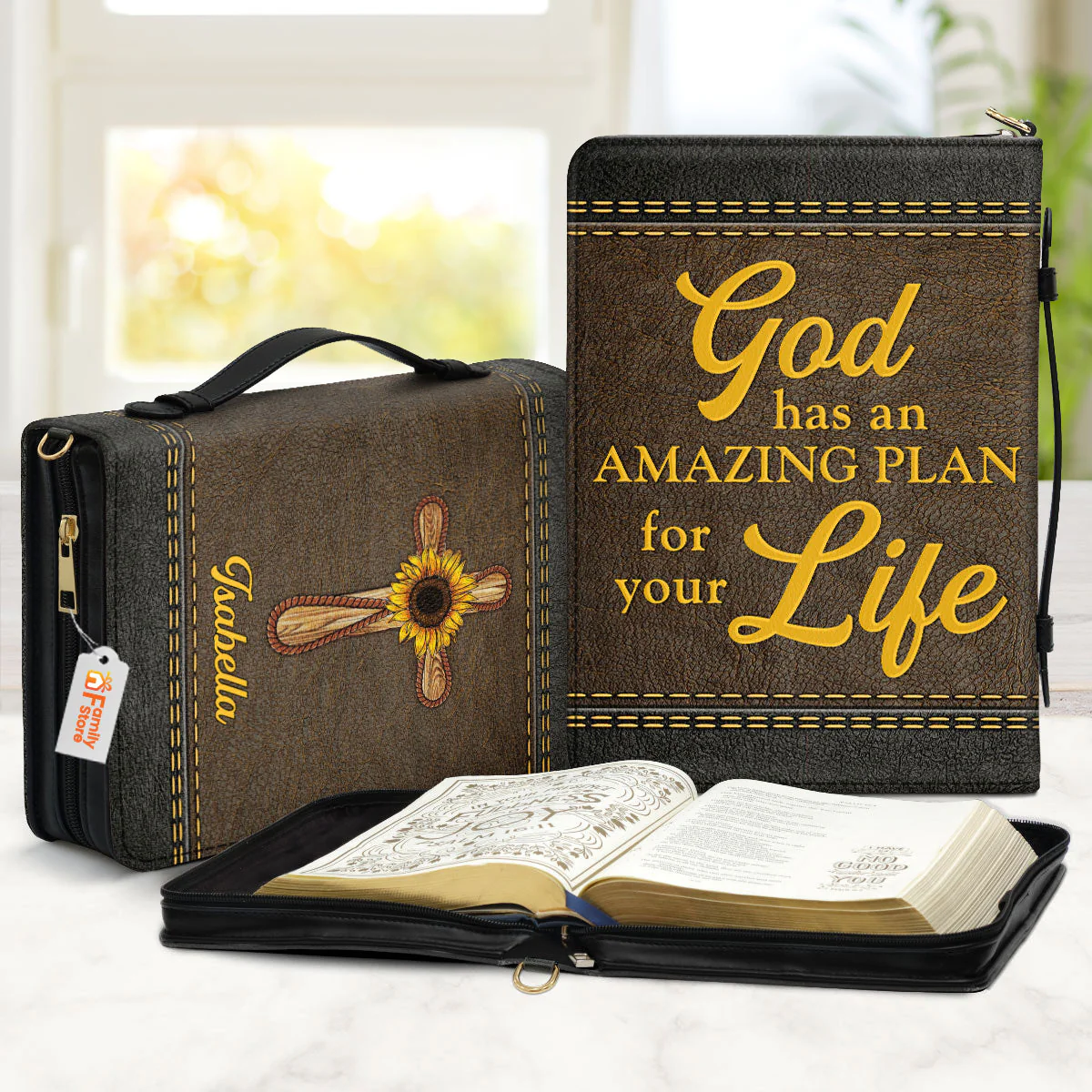 God Has Amazing Plan For Your Life Cross And Sunflower - Scripture Gifts For Women Of God - Personalized Bible Covers - AT4082447 - Image 2