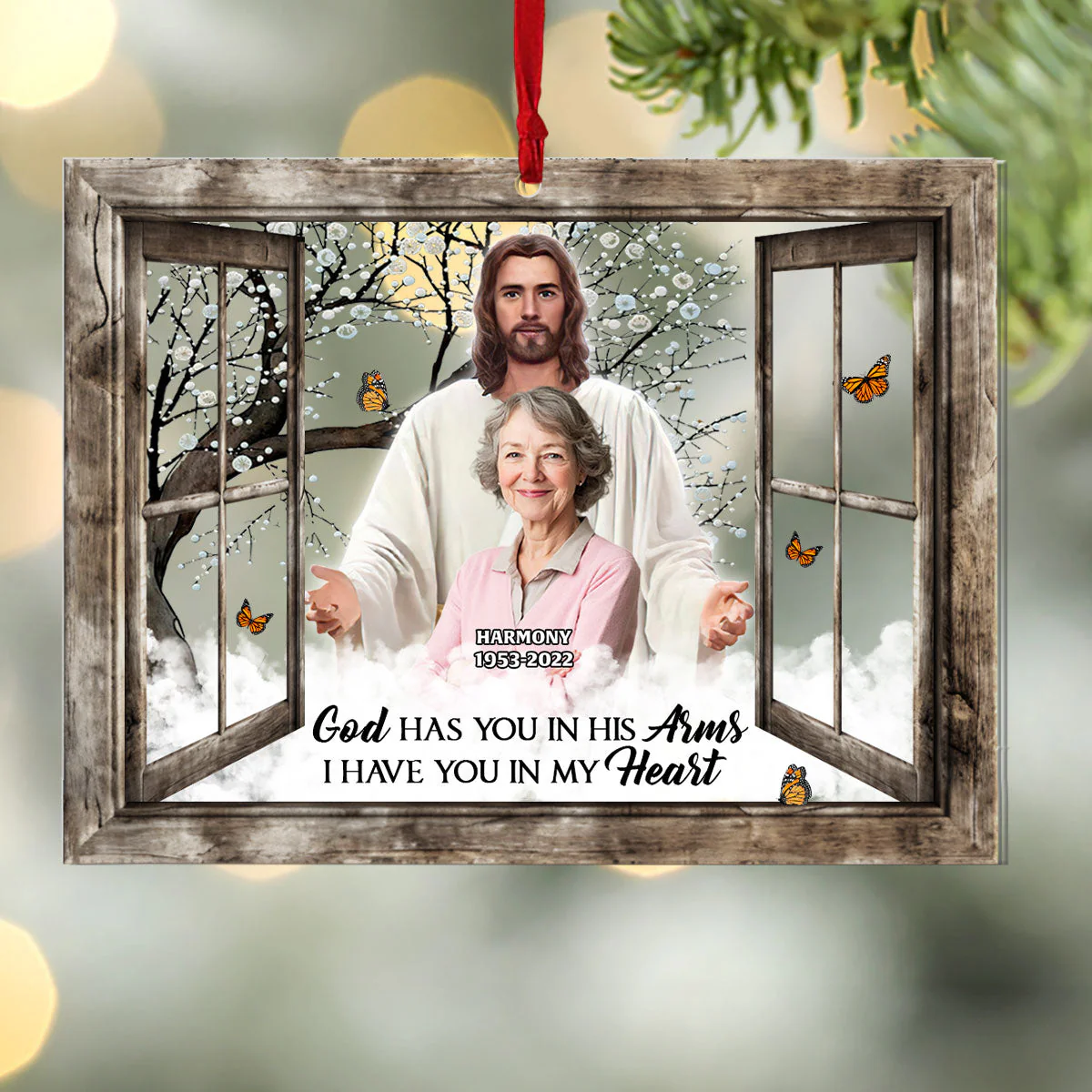 God Has You In His Arms I Have You In My Heart - Personalized Acrylic Ornament - Image 3