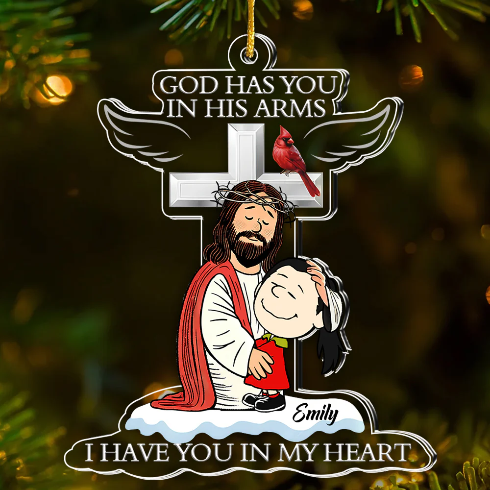 God Has You In His Arms - Personalized Acrylic Ornament - Christmas Gifts For Her | GR18 NL122 - Image 2