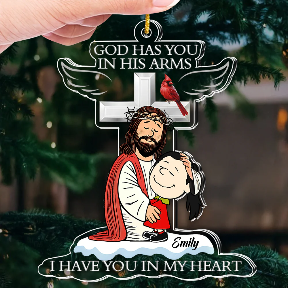 God Has You In His Arms - Personalized Acrylic Ornament - Christmas Gifts For Her | GR18 NL122 - Image 3