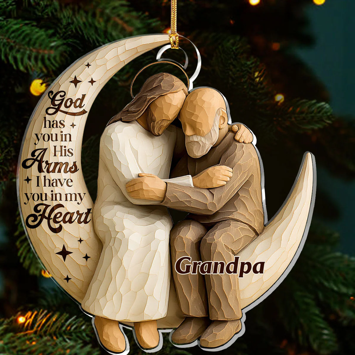 God Has You In His Arms - Personalized Acrylic Ornament TD118 - Image 3
