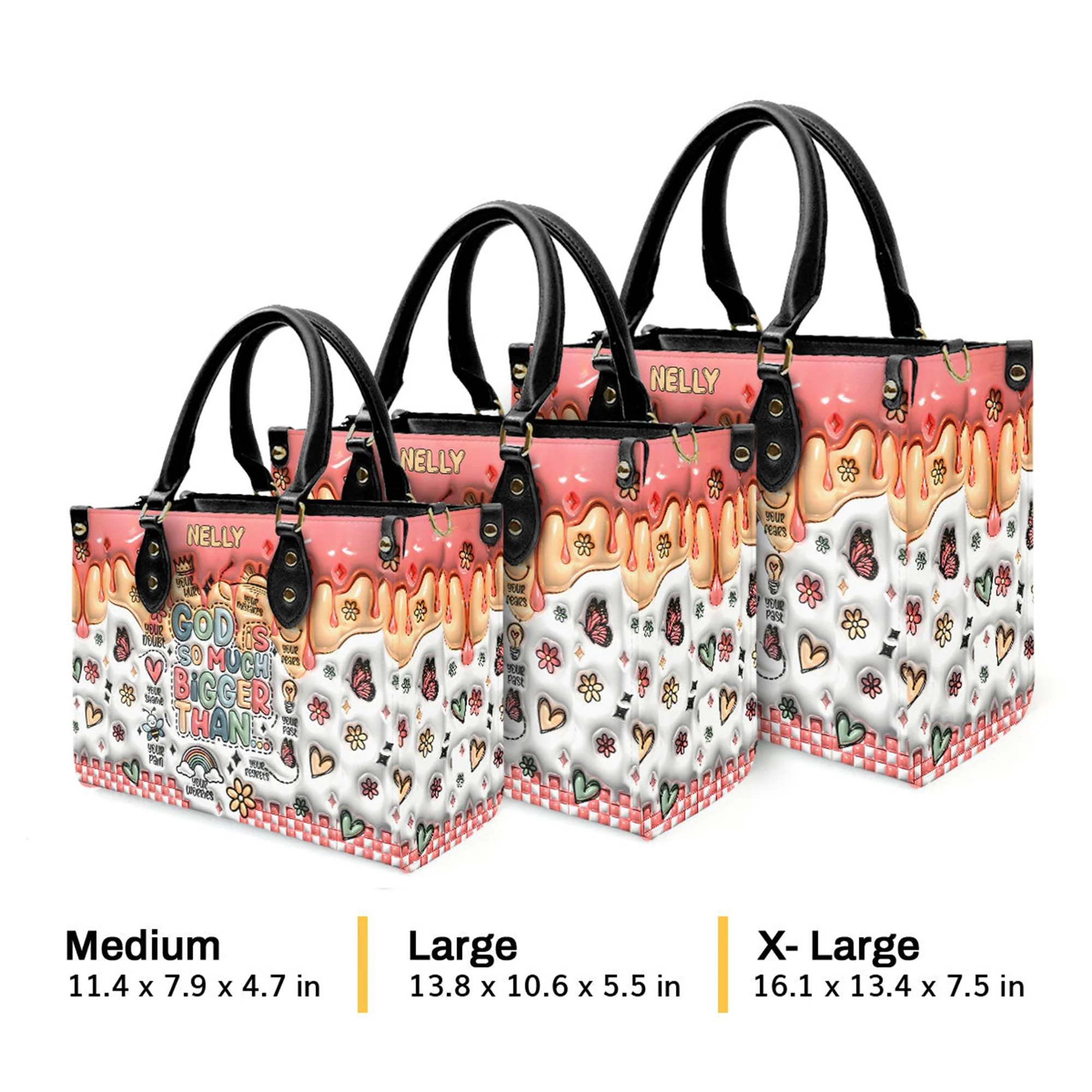 God Is Bigger Than - Awesome Personalized Leather Handbag - AT4080746 - Image 4