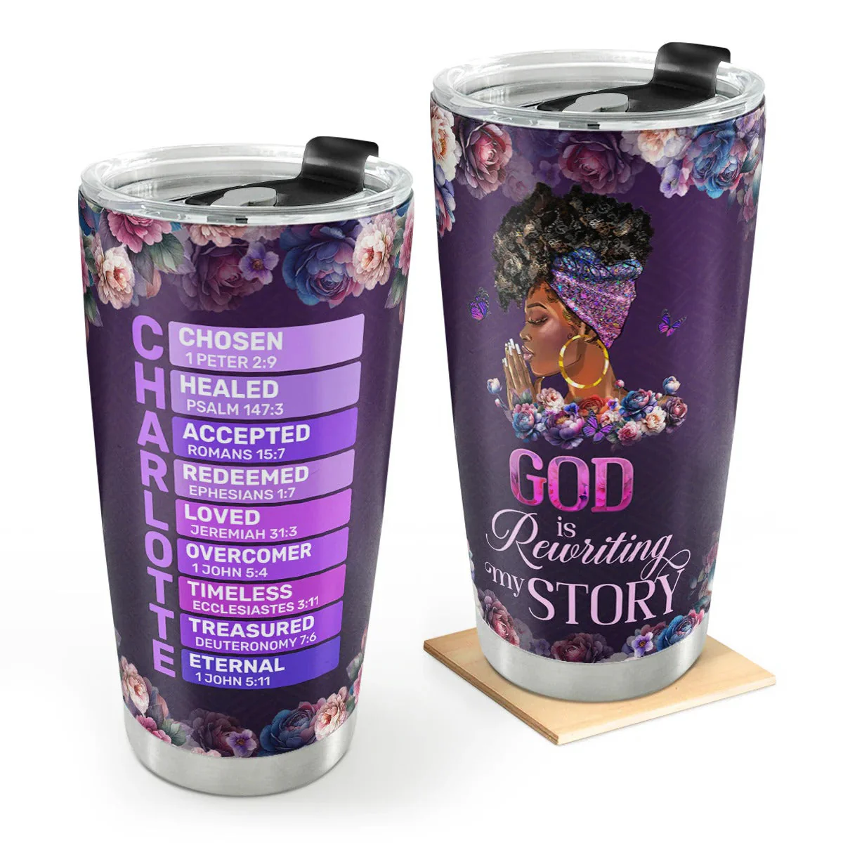 God Is Rewriting My Story - Personalized Stainless Steel Tumbler - Empowering Religious Gift For Her HD95