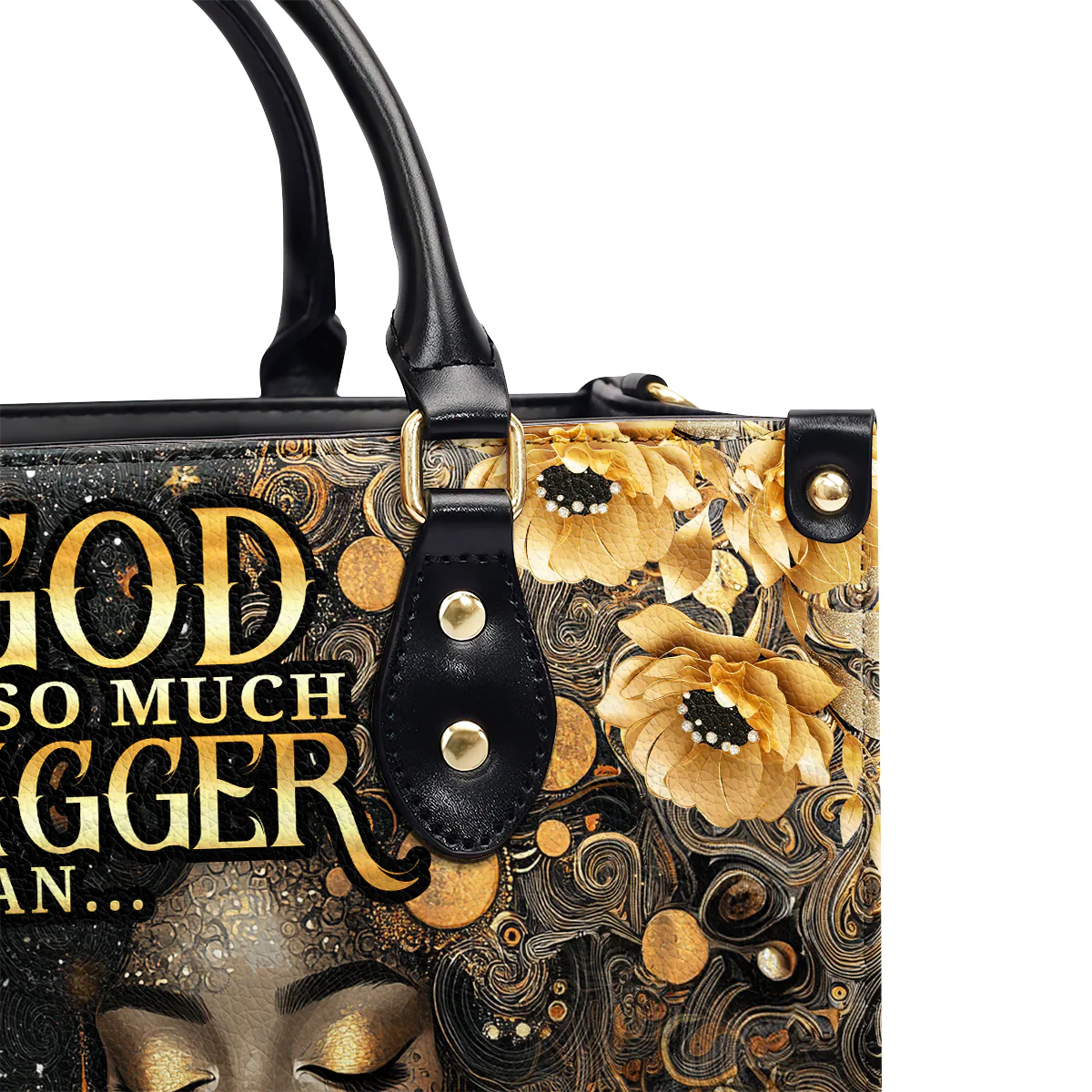God Is So Much Bigger - Personalized Christian Art Leather Handbag - Gift For Black Women | HD95 - Image 6