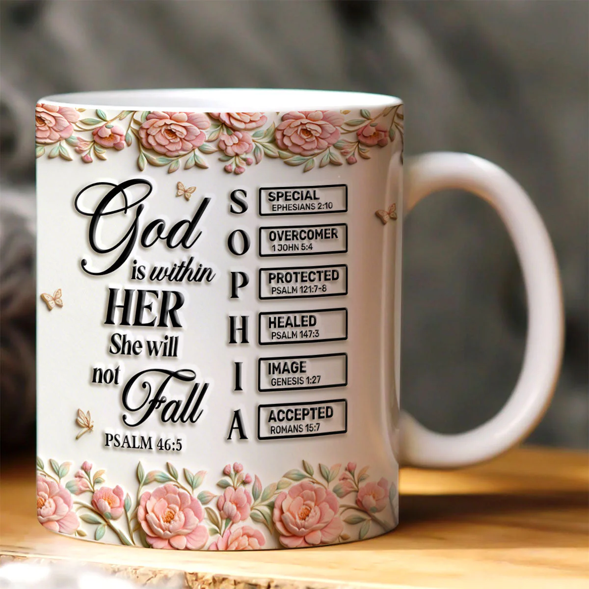 God Is Within Her - Personalized Ceramic Coffee Mug - Gift For Her