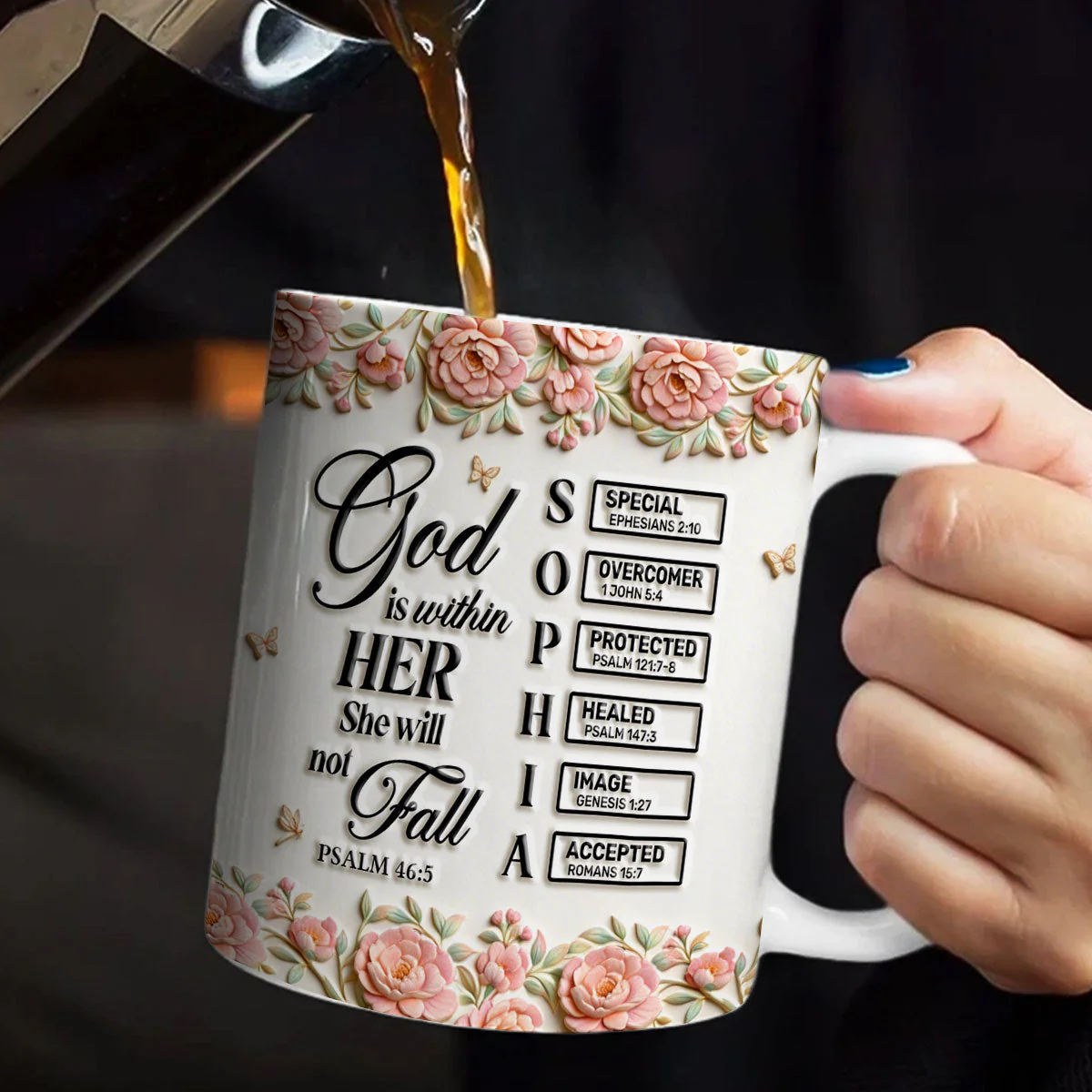 God Is Within Her - Personalized Ceramic Coffee Mug - Gift For Her - Image 2