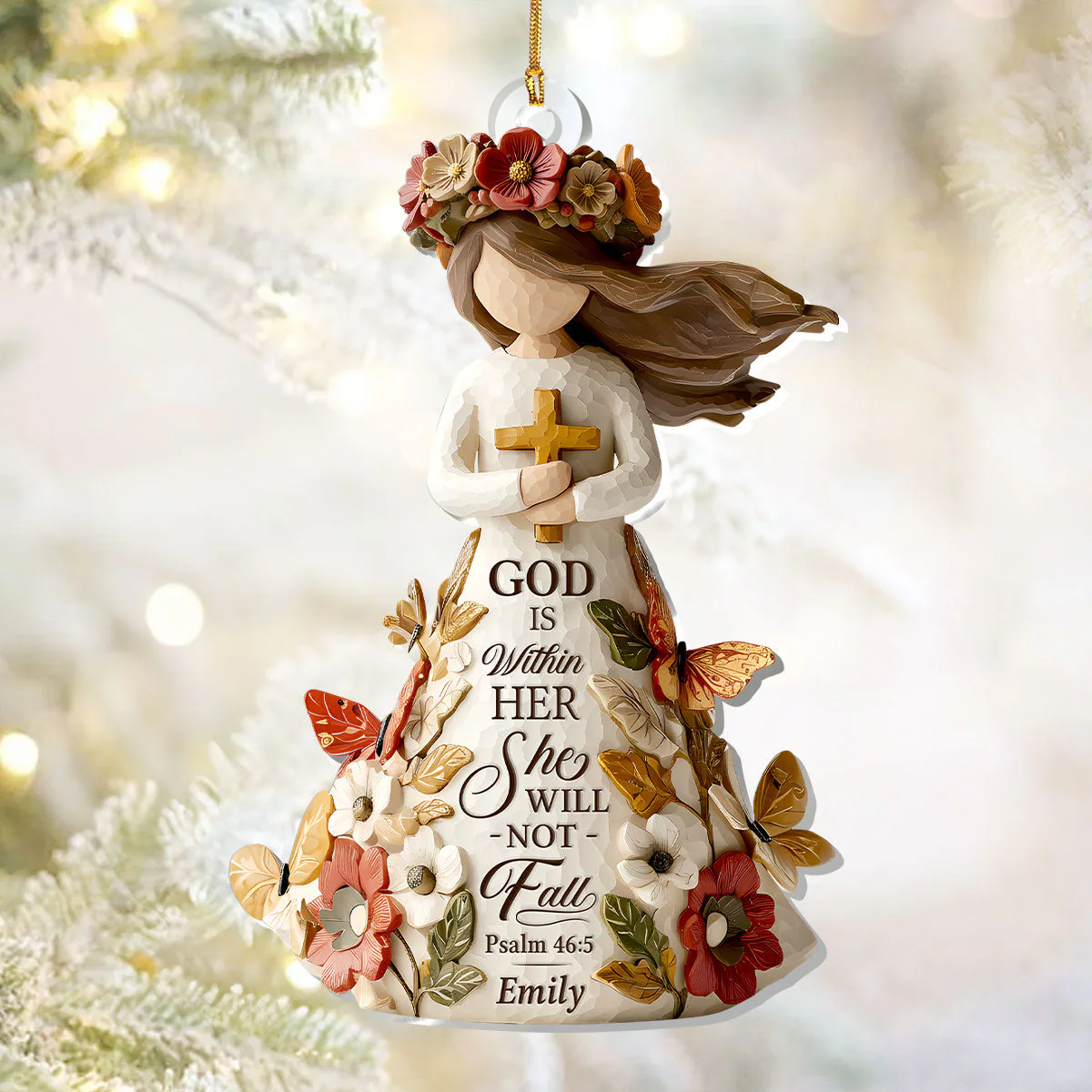 God Is Within Her She Will Not Fall - Personalized 1-Layer Acrylic Ornament HL128