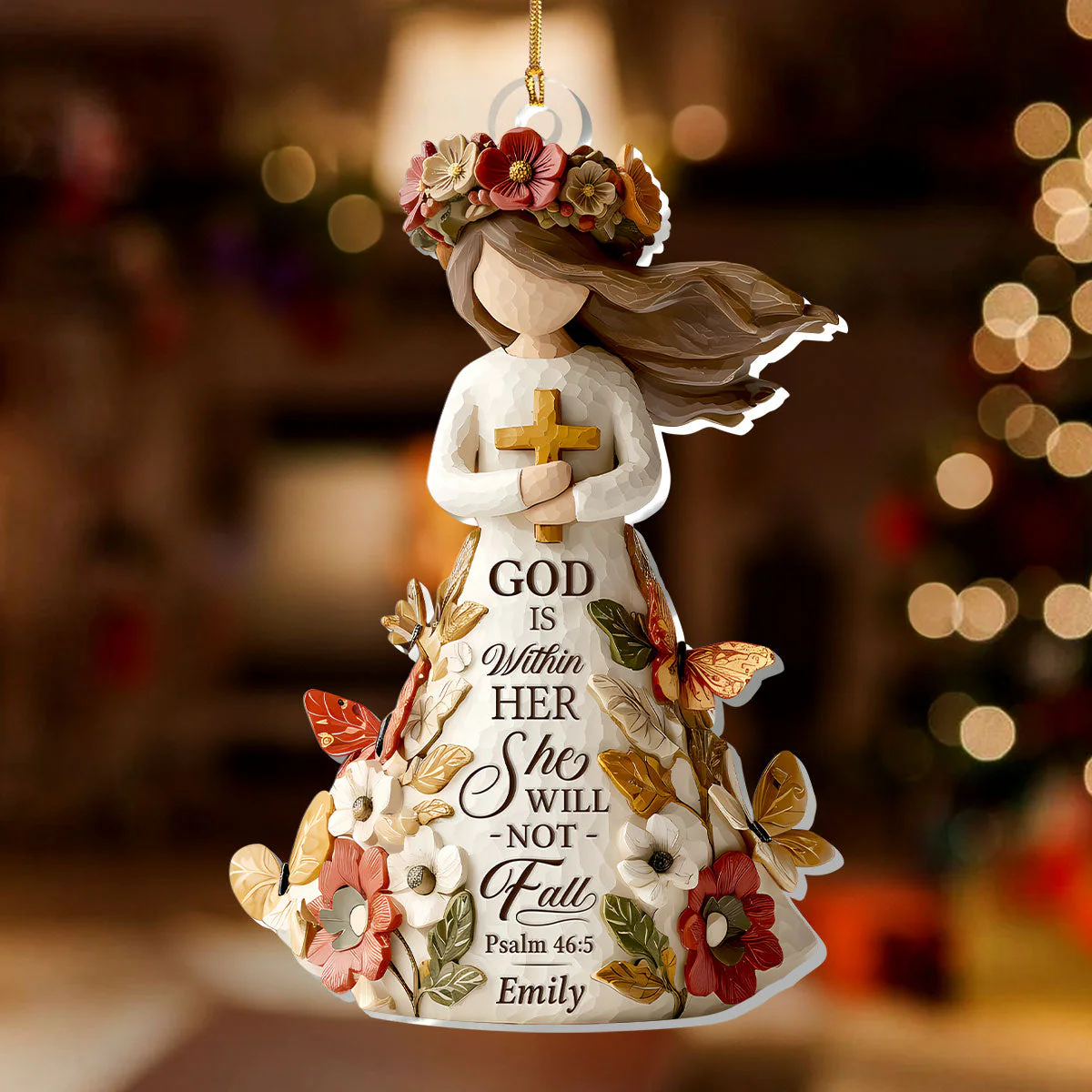 God Is Within Her She Will Not Fall - Personalized 1-Layer Acrylic Ornament HL128 - Image 2
