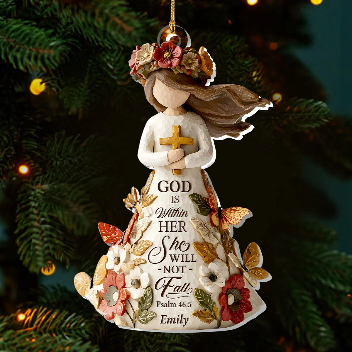 God Is Within Her She Will Not Fall - Personalized 1-Layer Acrylic Ornament HL128 - Image 3