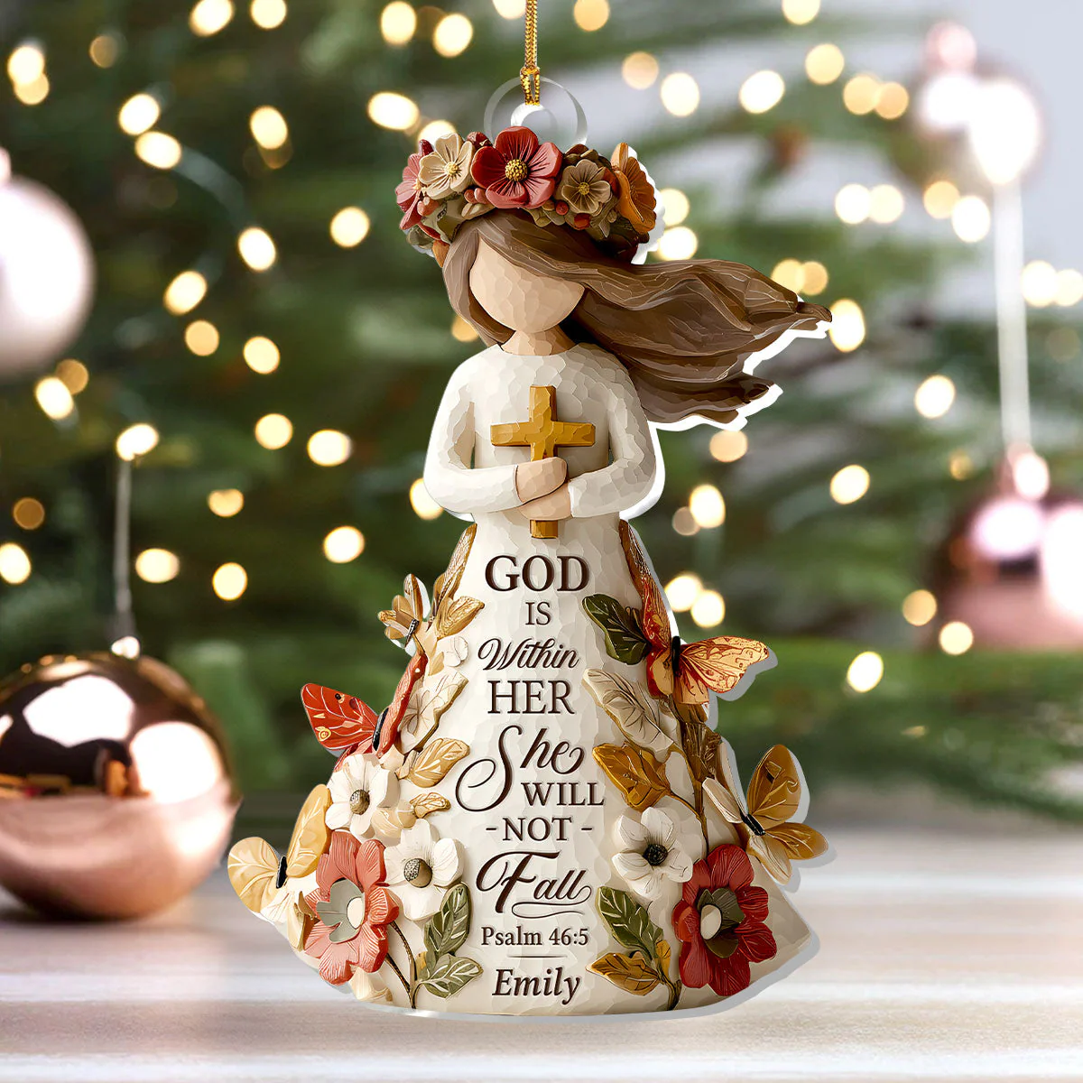 God Is Within Her She Will Not Fall - Personalized 1-Layer Acrylic Ornament HL128 - Image 4