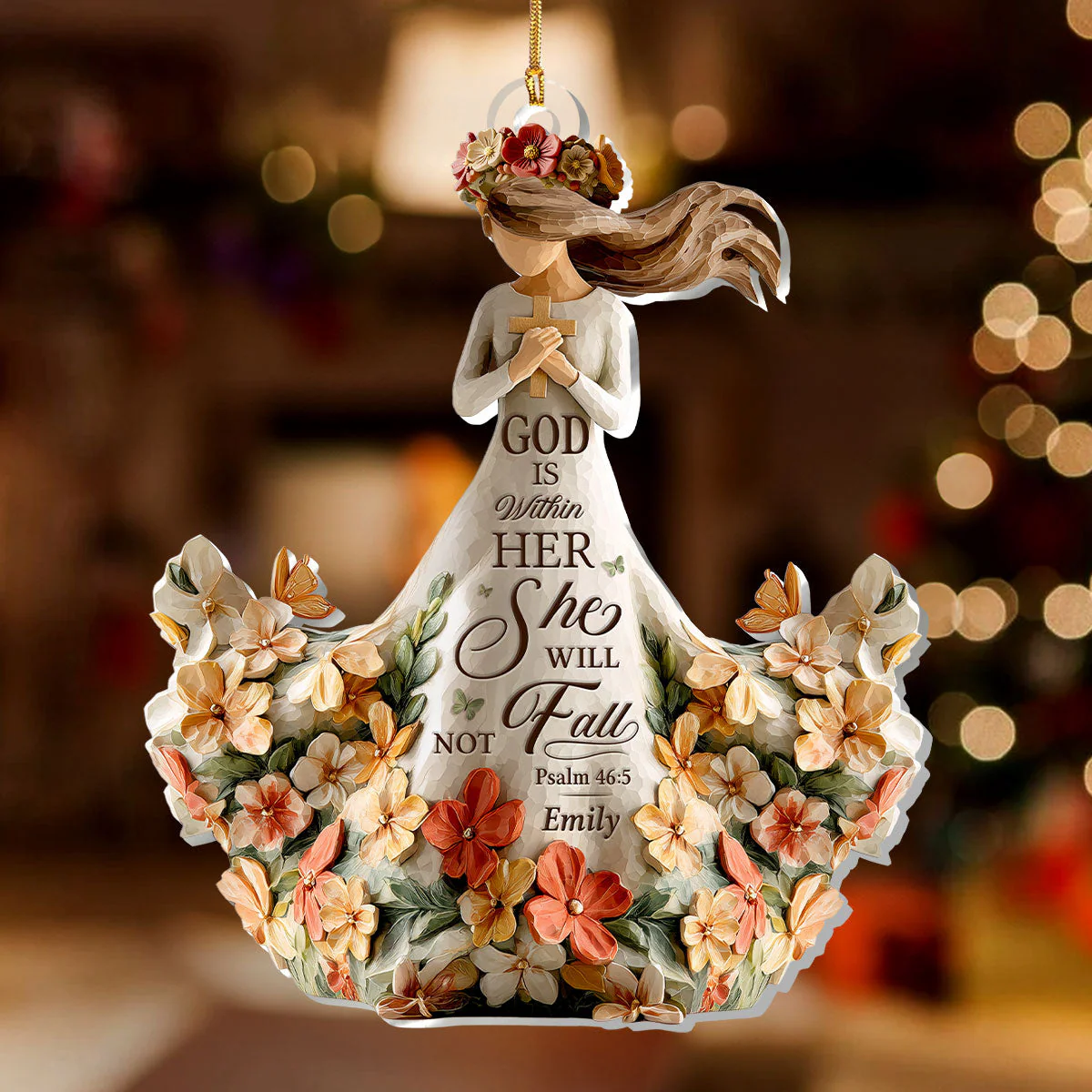 God Is Within Her She Will Not Fall - Personalized 1-Layer Acrylic Ornament HL128 - Image 2