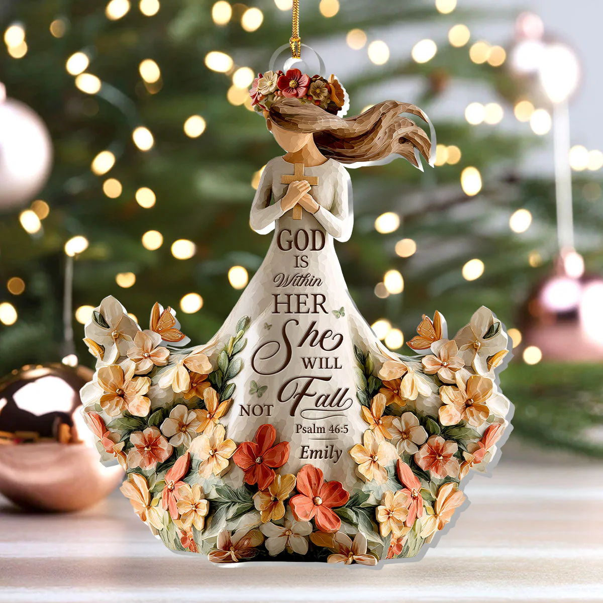 God Is Within Her She Will Not Fall - Personalized 1-Layer Acrylic Ornament HL128 - Image 4