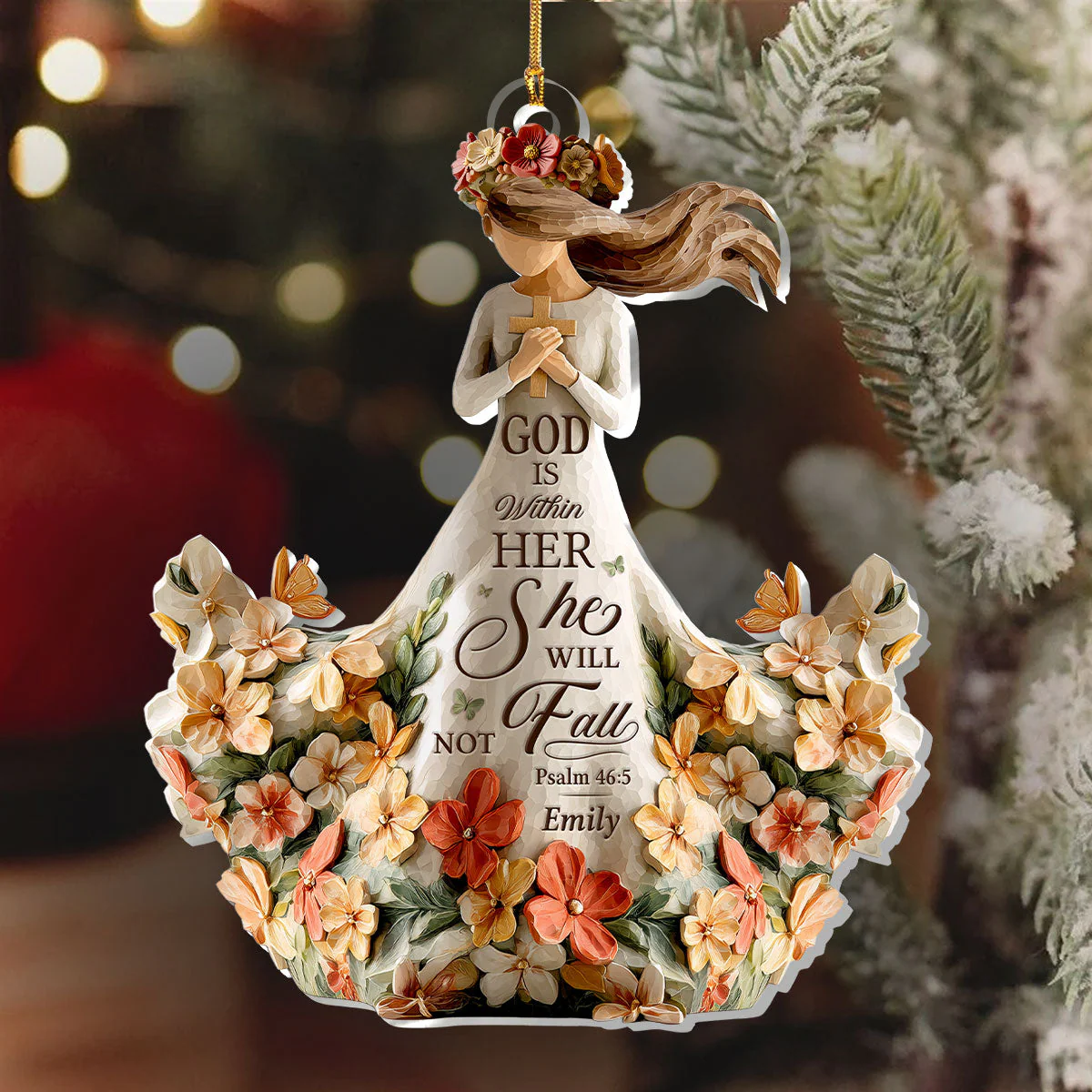 God Is Within Her She Will Not Fall - Personalized 1-Layer Acrylic Ornament HL128 - Image 6