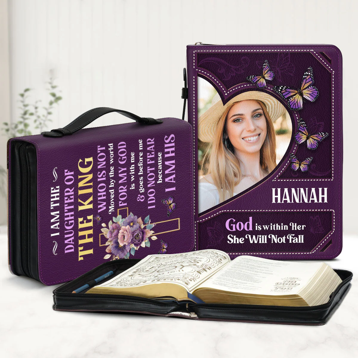 God is Within Her She Will Not Fall - Personalized Bible Cover TD118