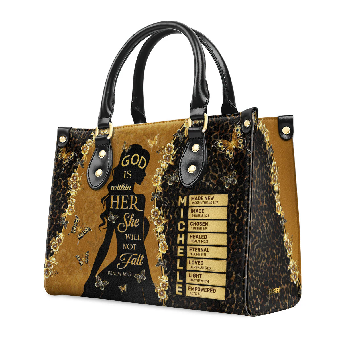God Is Within Her She Will Not Fall - Personalized Leather Bag TD118 - Image 2