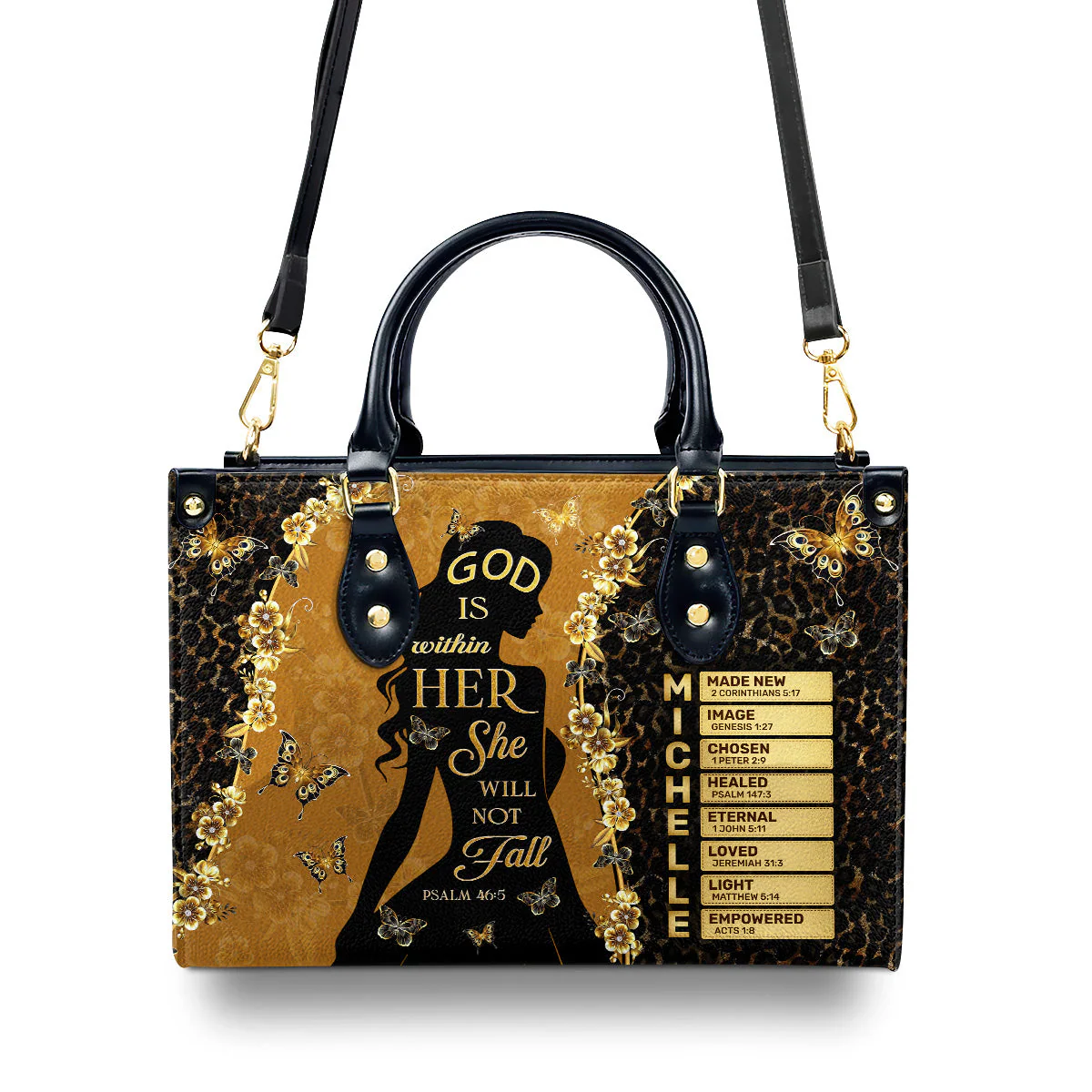 God Is Within Her She Will Not Fall - Personalized Leather Bag TD118 - Image 3