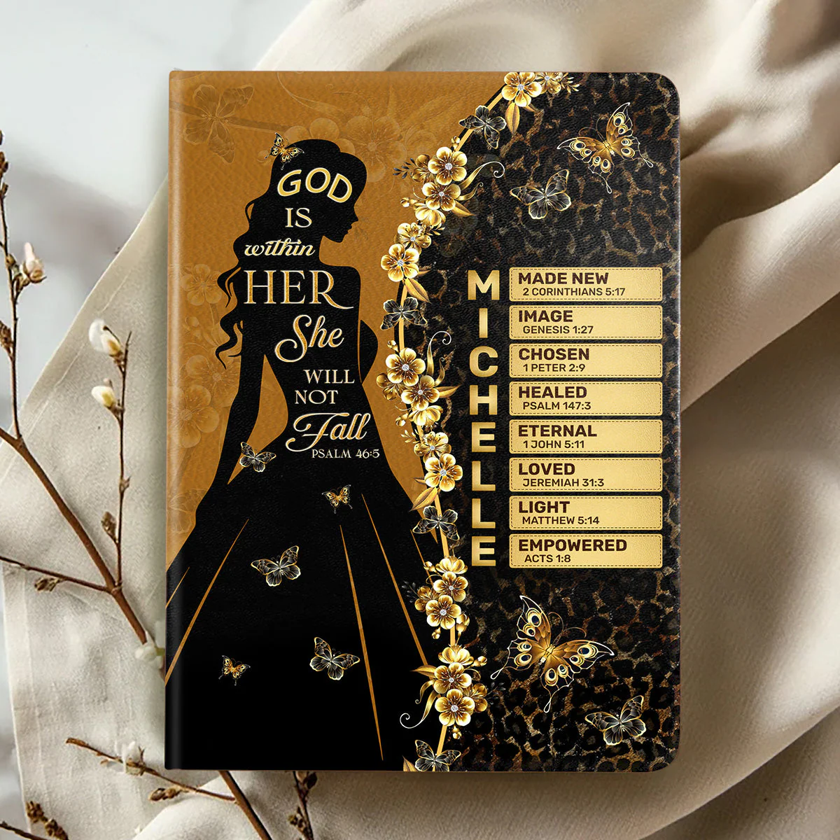 God Is Within Her She Will Not Fall - Personalized Leather Cover Notebook - Image 2