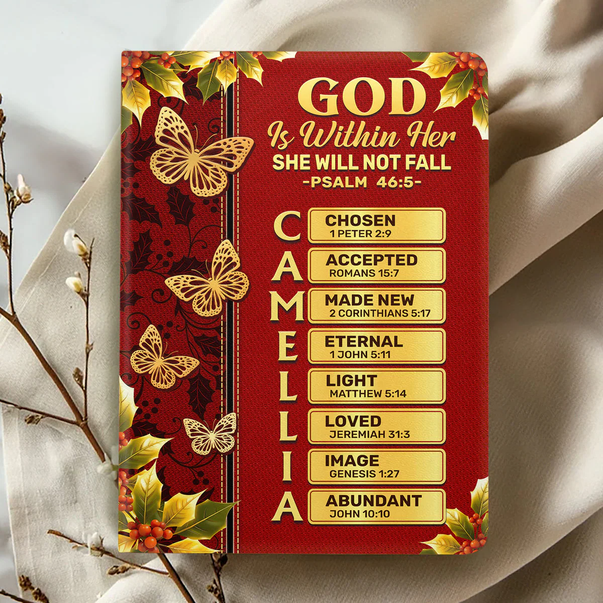 God Is Within Her She Will Not Fall - Personalized Leather Cover Notebook TD118 - Image 2
