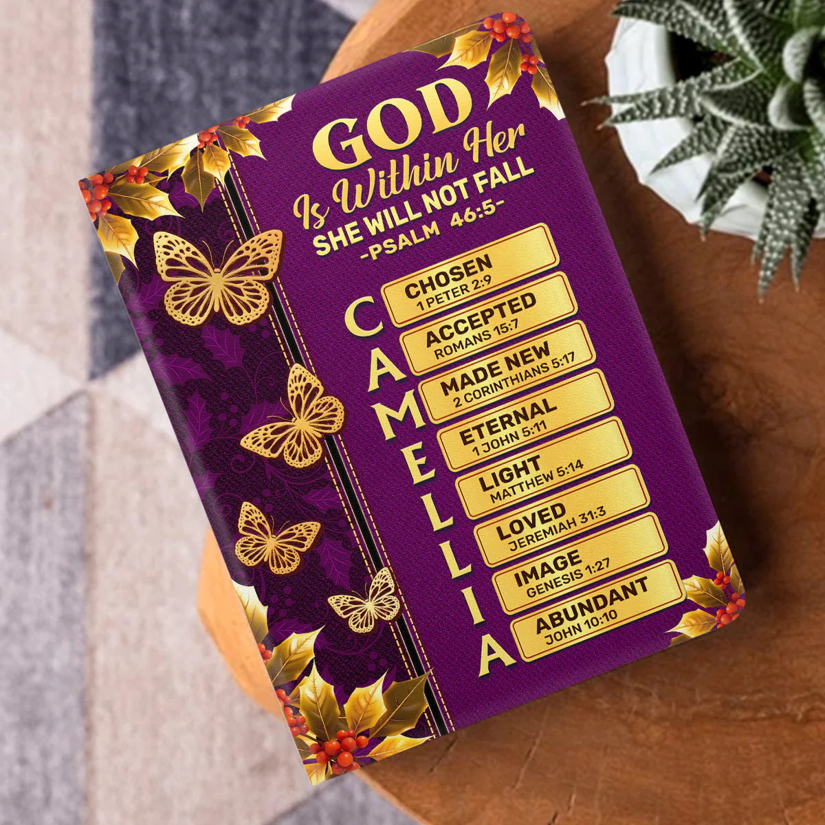 God Is Within Her She Will Not Fall - Personalized Leather Cover Notebook TD118 - Image 3
