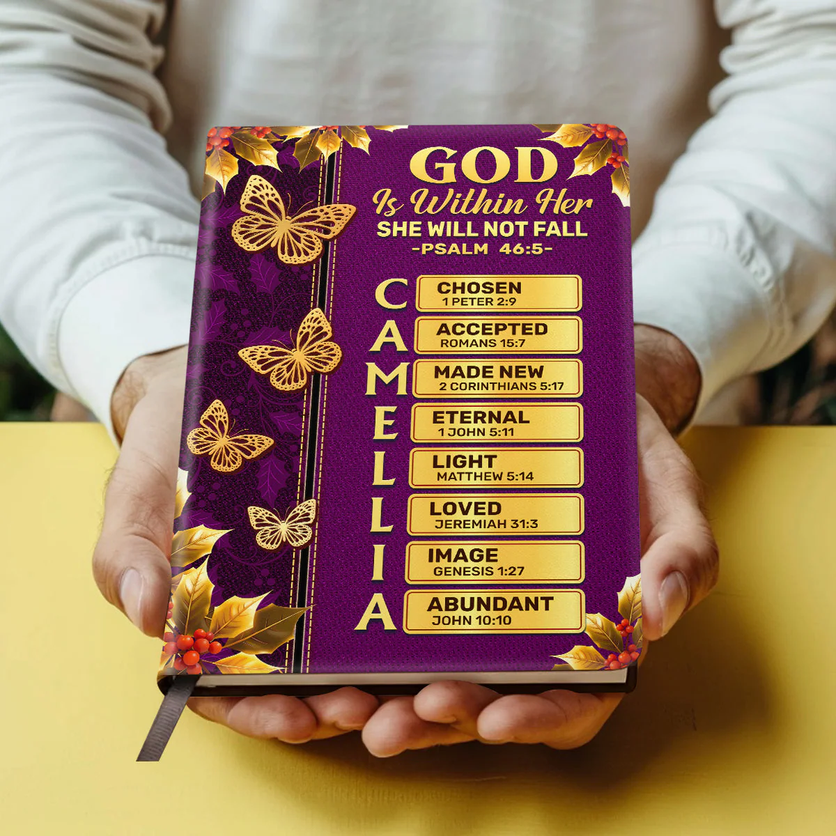 God Is Within Her She Will Not Fall - Personalized Leather Cover Notebook TD118 - Image 4