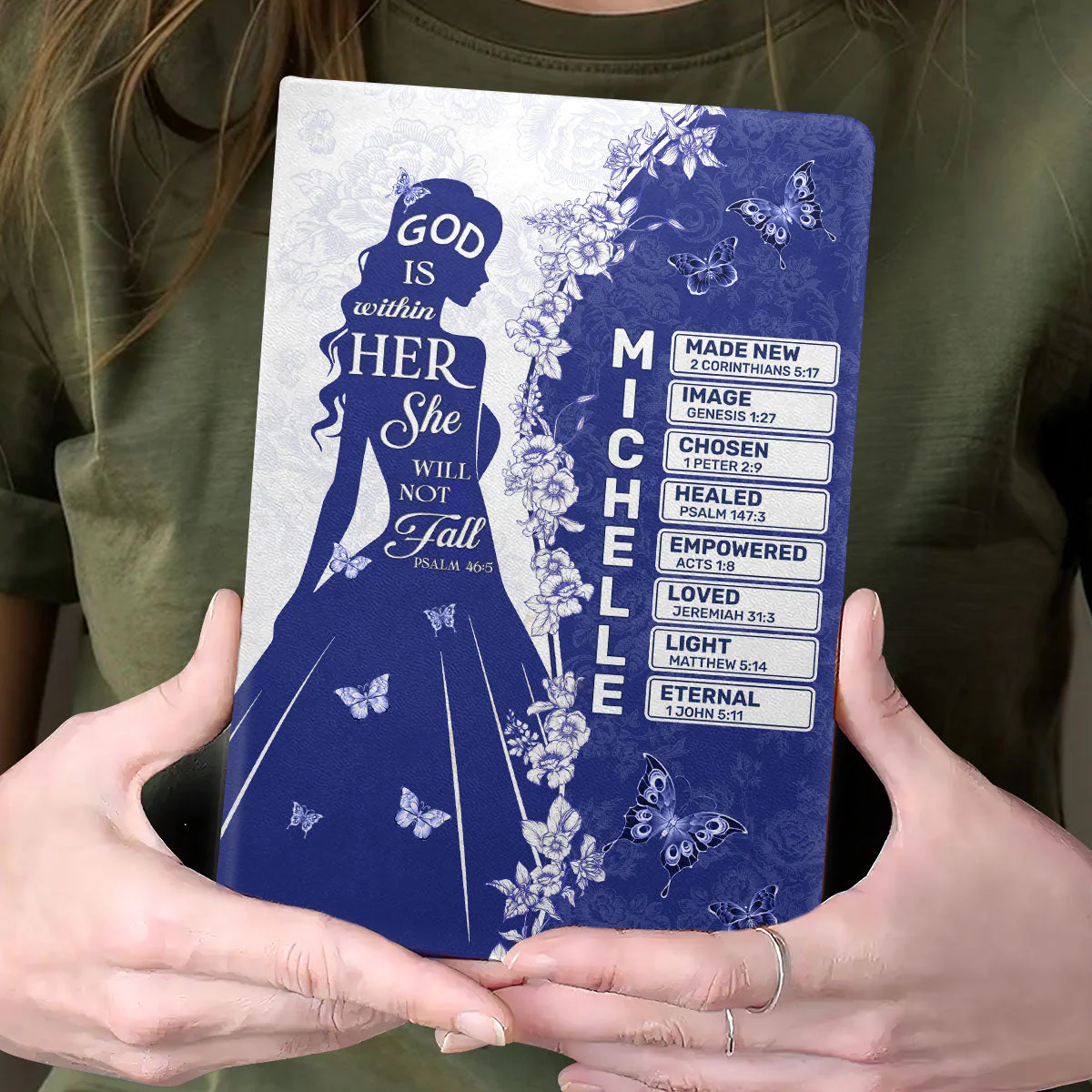 God Is Within Her She Will Not Fall - Personalized Leather Cover Notebook TD118