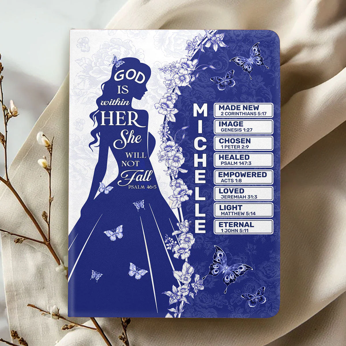 God Is Within Her She Will Not Fall - Personalized Leather Cover Notebook TD118 - Image 2