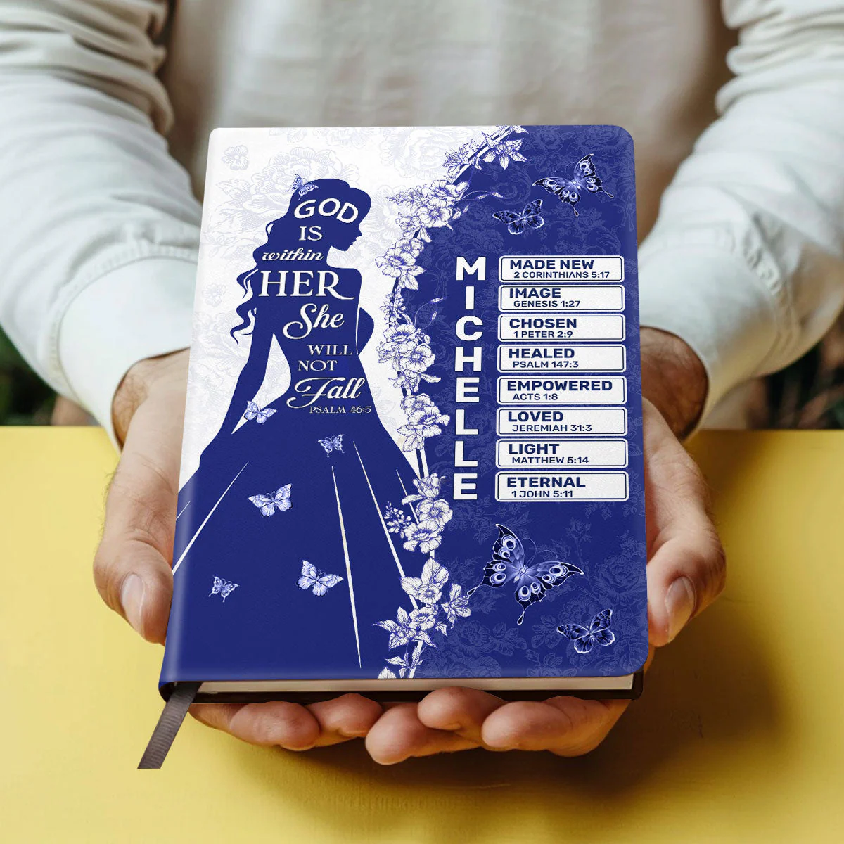 God Is Within Her She Will Not Fall - Personalized Leather Cover Notebook TD118 - Image 4
