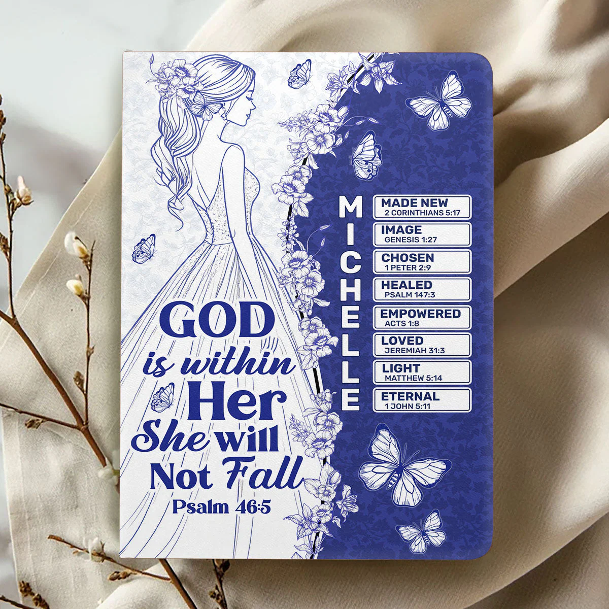 God Is Within Her She Will Not Fall - Personalized Leather Cover Notebook TD118 - Image 2