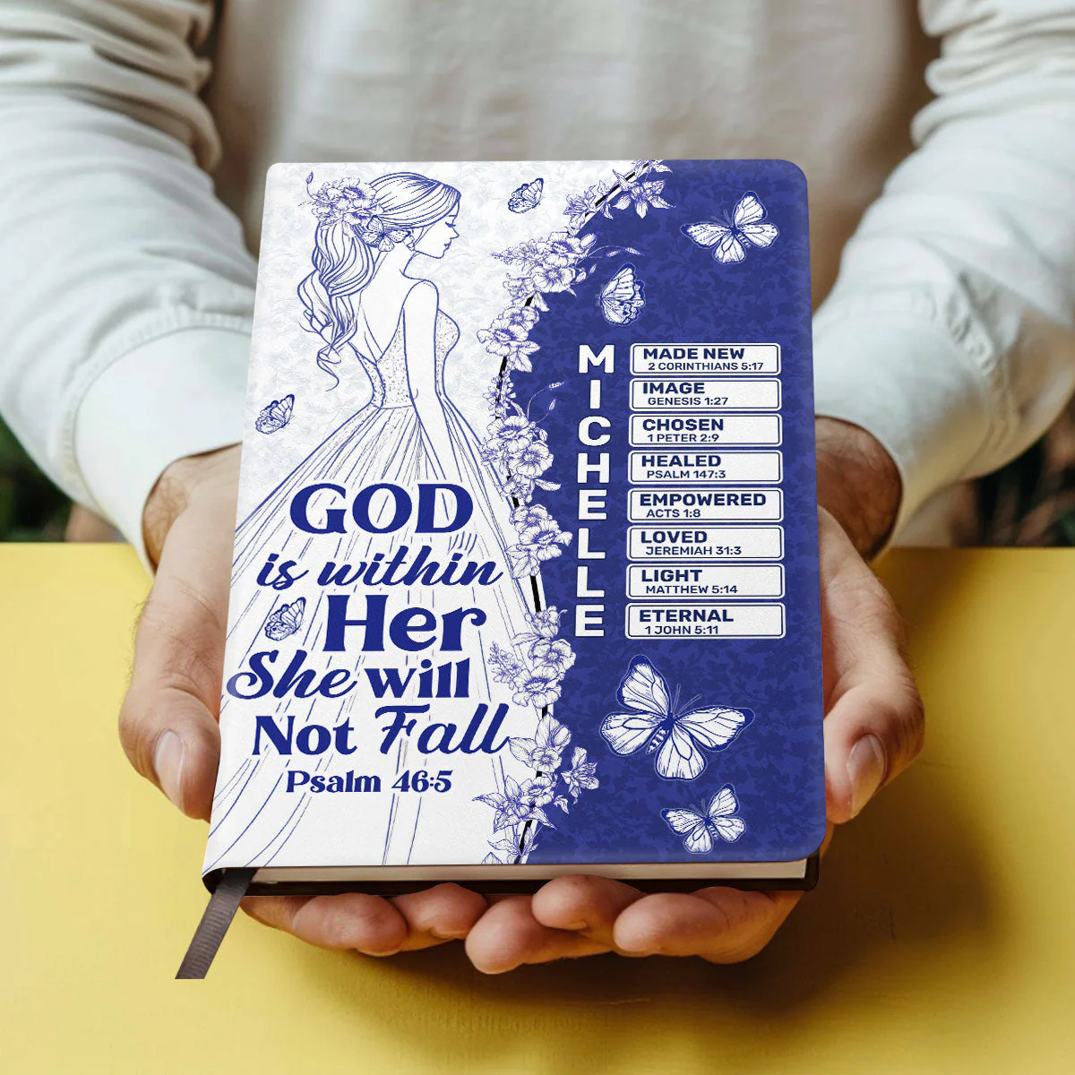 God Is Within Her She Will Not Fall - Personalized Leather Cover Notebook TD118 - Image 4