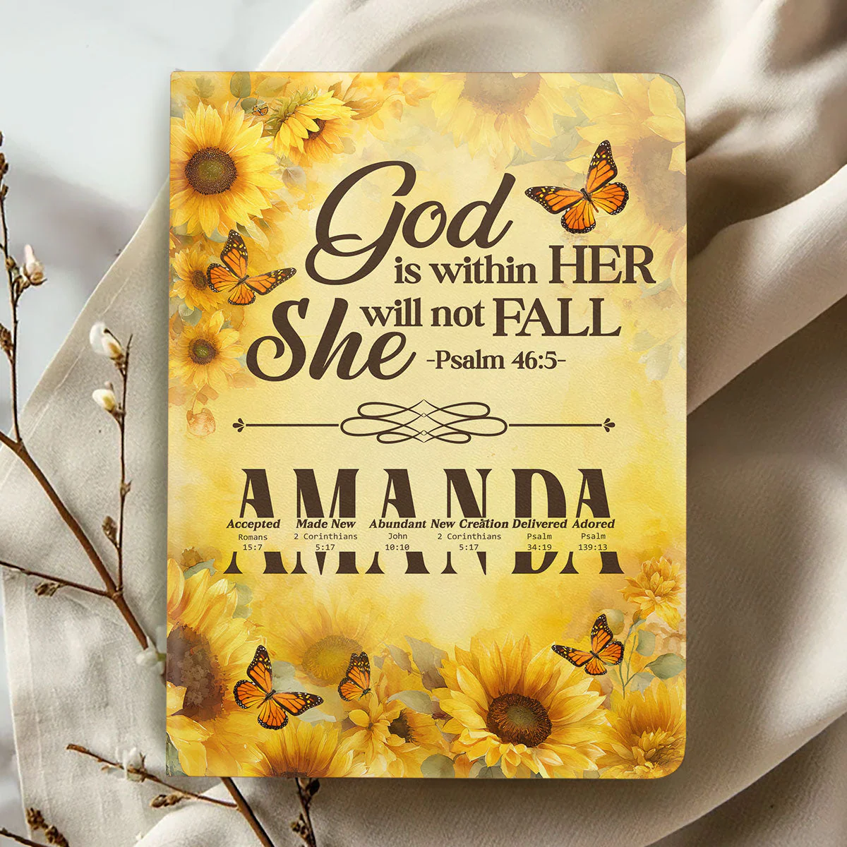 God Is Within Her She Will Not Fall - Personalized Leather Cover Notebook TD118 - Image 2