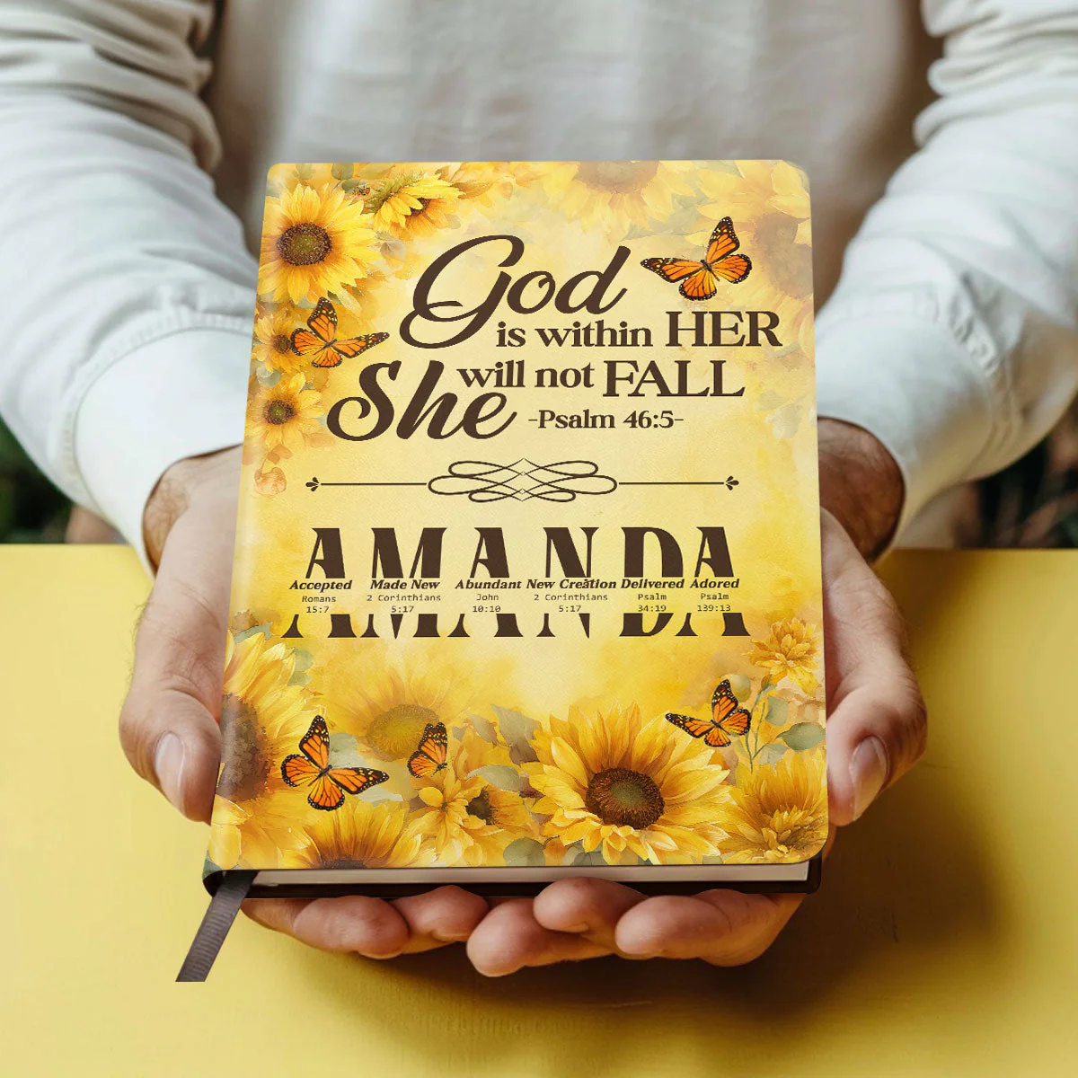 God Is Within Her She Will Not Fall - Personalized Leather Cover Notebook TD118 - Image 4
