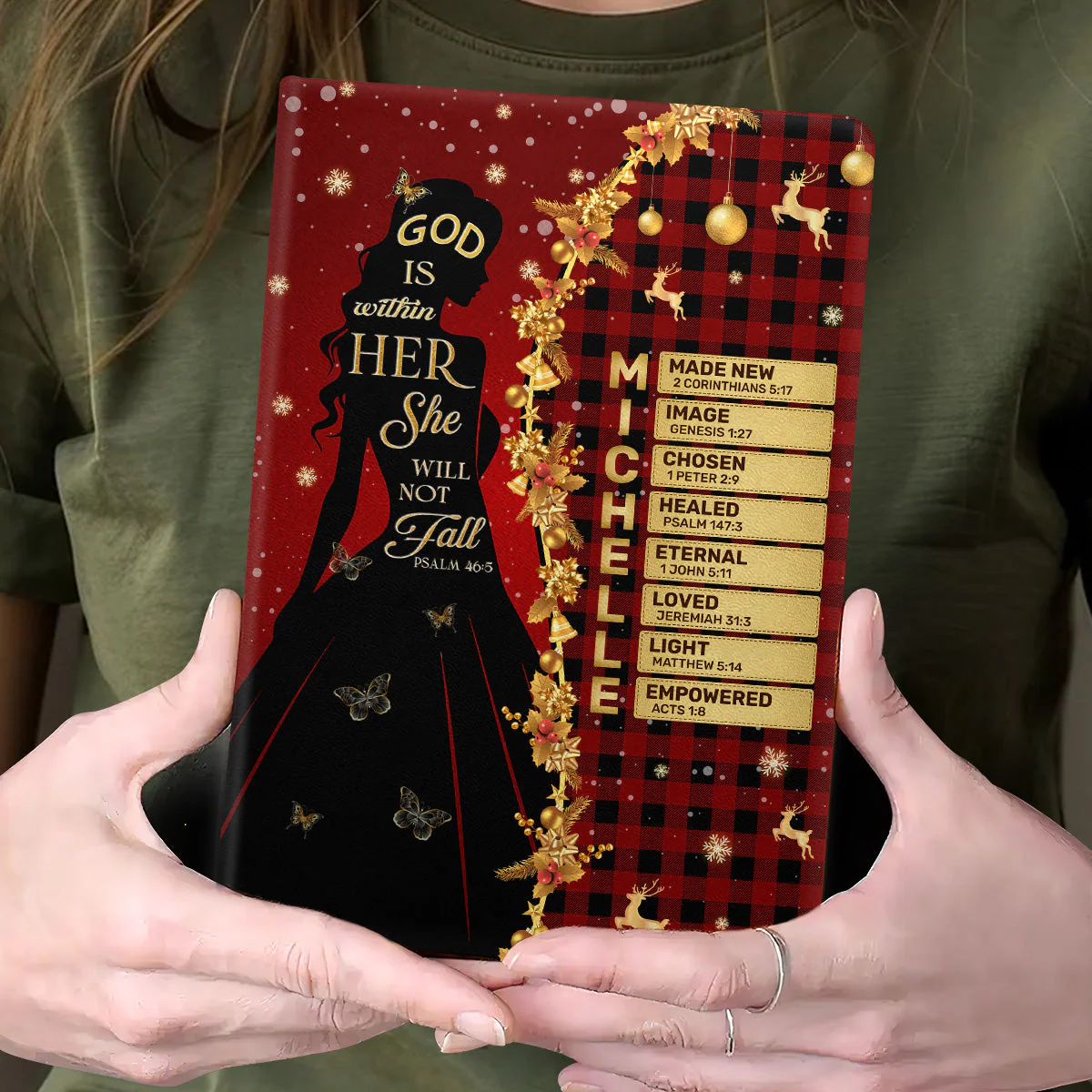 God Is Within Her She Will Not Fall - Personalized Leather Cover NotebookTD118