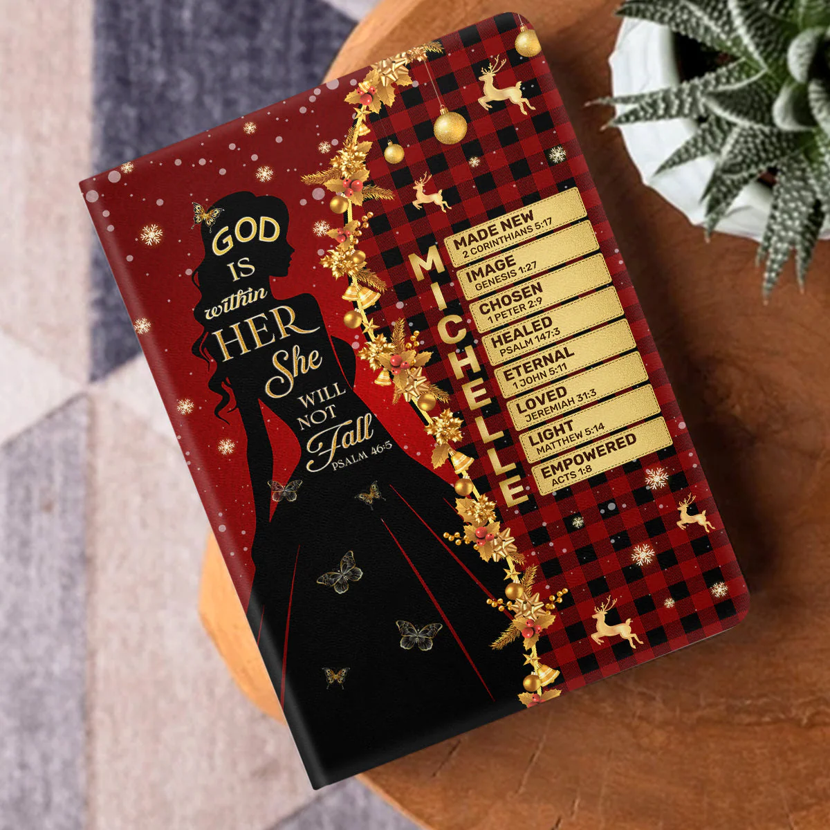 God Is Within Her She Will Not Fall - Personalized Leather Cover NotebookTD118 - Image 3