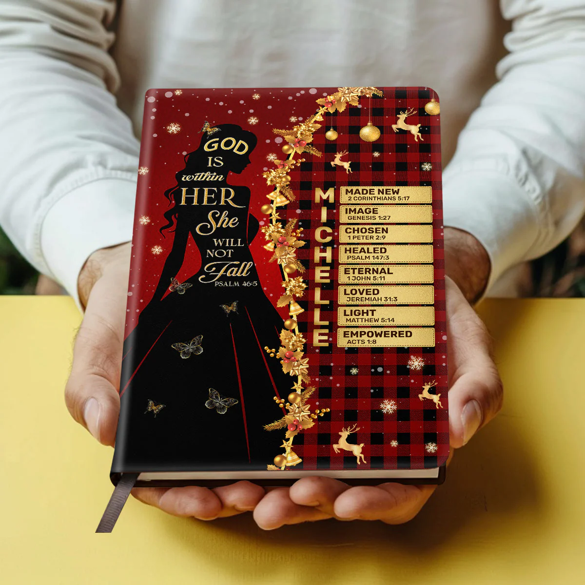 God Is Within Her She Will Not Fall - Personalized Leather Cover NotebookTD118 - Image 4