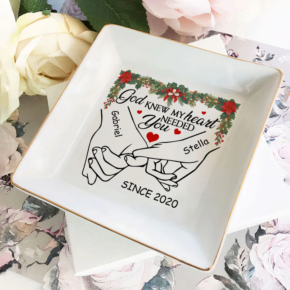 God Knew My Heart Needed You - Personalized Jewelry Dish - Gift For Couple, Husband Wife, Anniversary, Engagement, Wedding, Marriage Gift NH96 - Image 2
