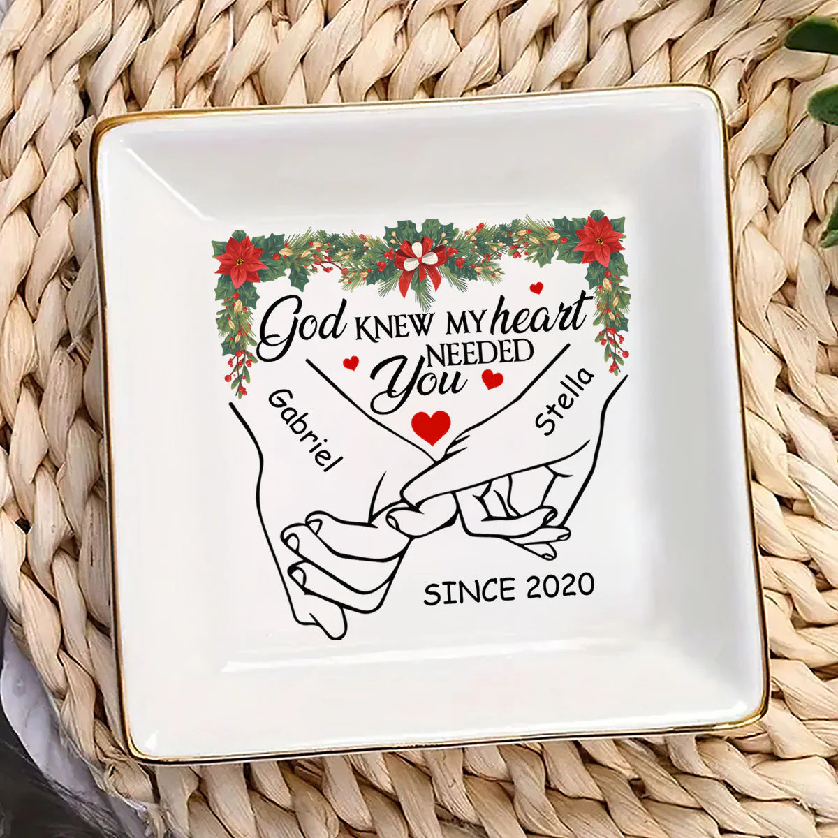 God Knew My Heart Needed You - Personalized Jewelry Dish - Gift For Couple, Husband Wife, Anniversary, Engagement, Wedding, Marriage Gift NH96 - Image 3