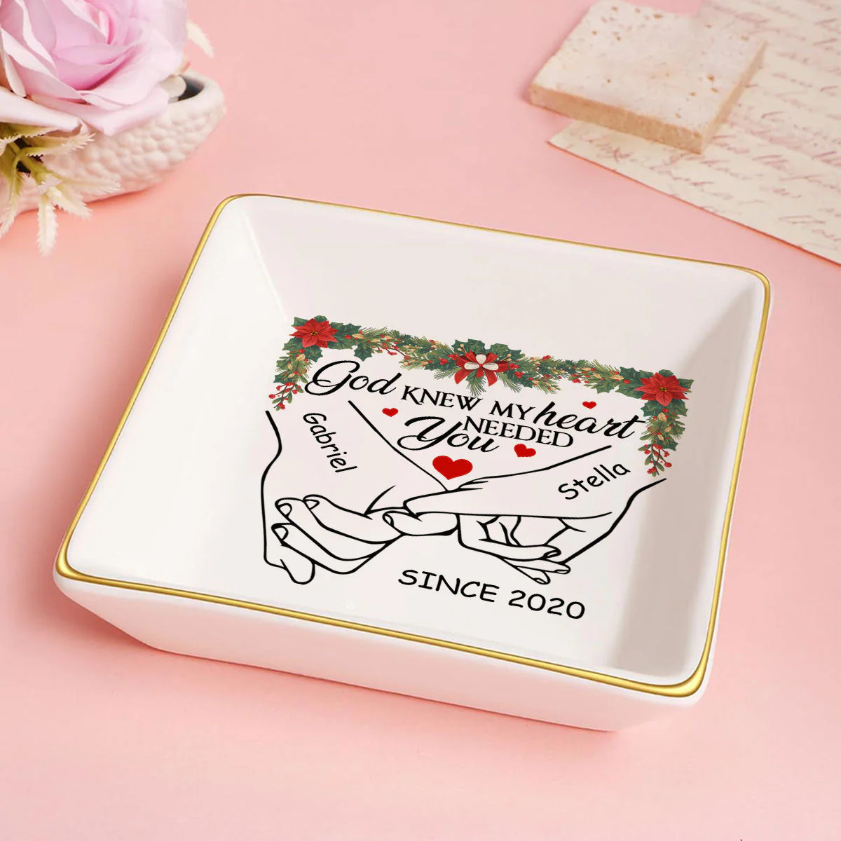 God Knew My Heart Needed You - Personalized Jewelry Dish - Gift For Couple, Husband Wife, Anniversary, Engagement, Wedding, Marriage Gift NH96 - Image 5