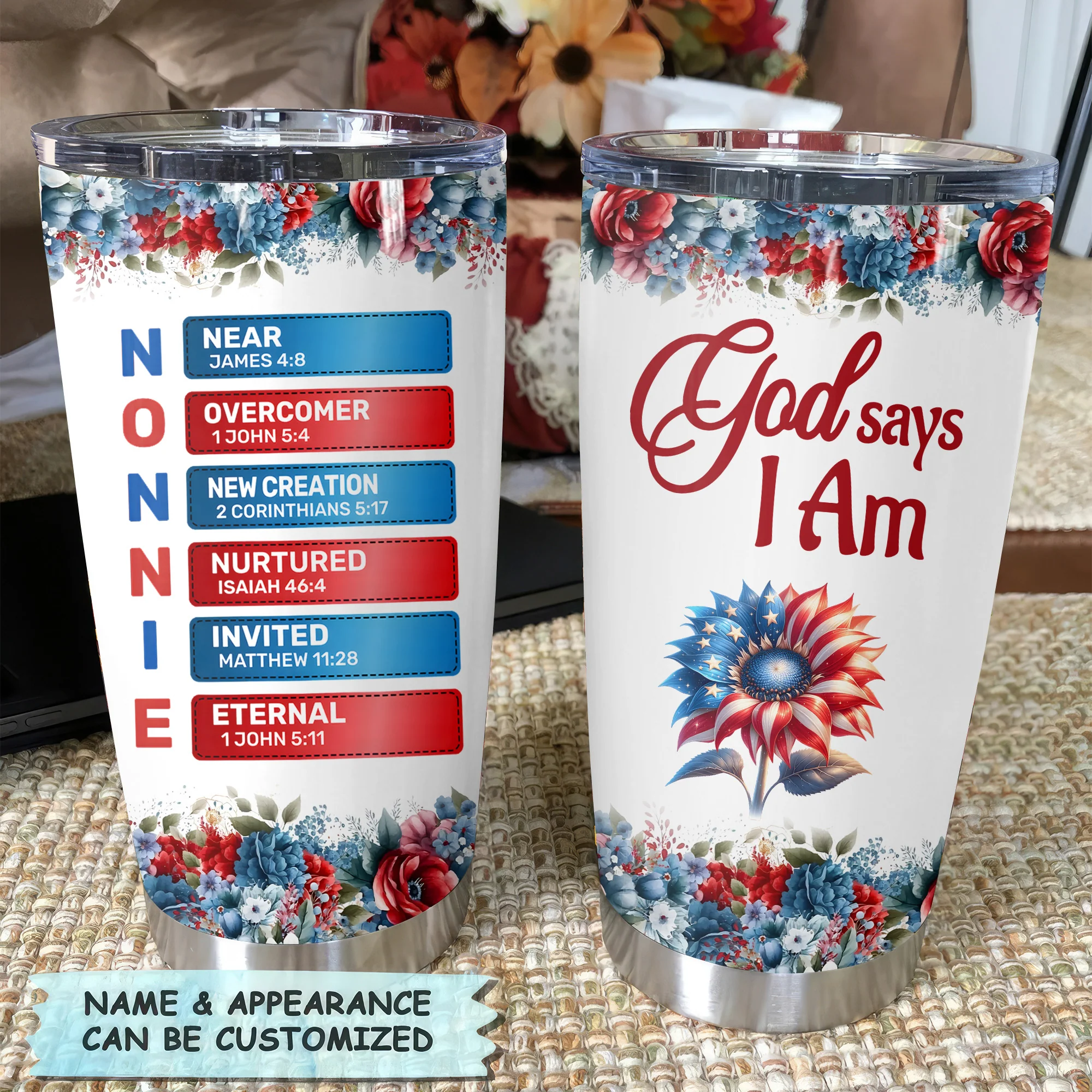 God Says I Am 4th July - Personalized Stainless Steel Tumbler - Image 4