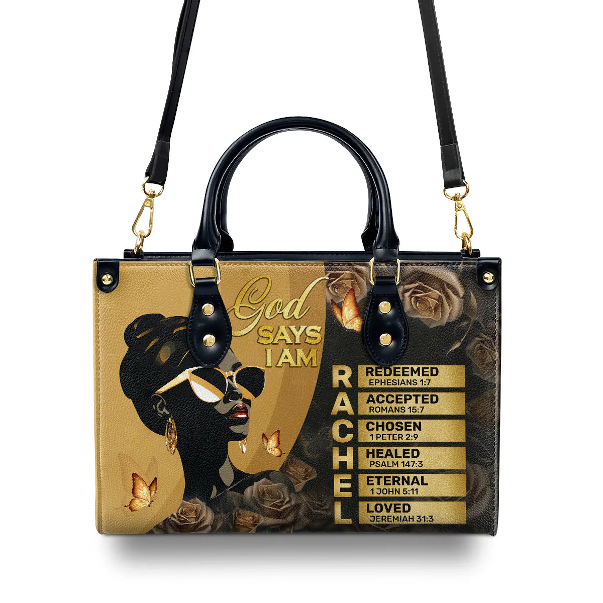God Says I Am Afrocentric Black Queen - Personalized Leather Handbag - Inspirational Gift For Her | HD95 - Image 4