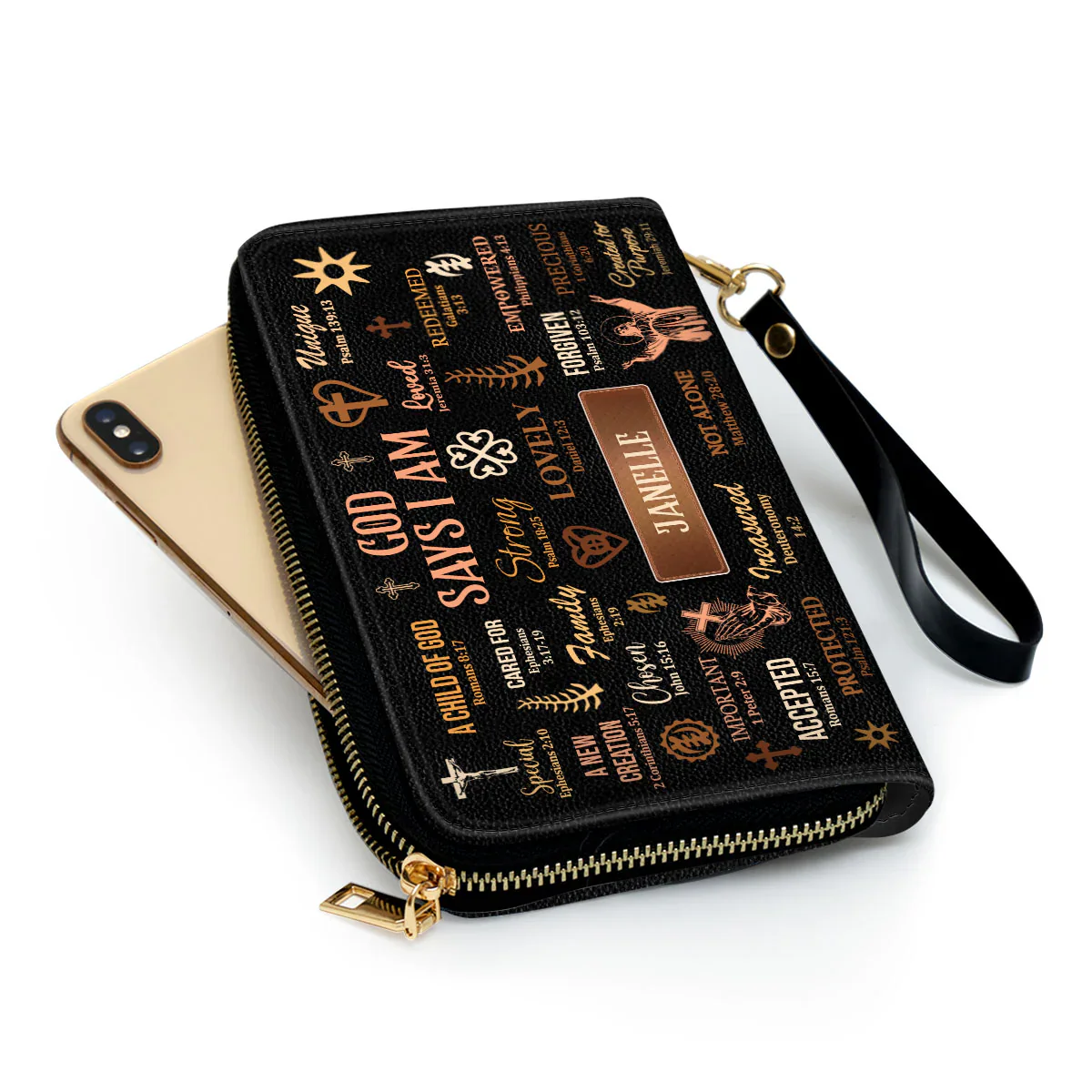 God Says I Am Bible Verses - Personalized Leather Clutch Purse - Christian Gift For Black Women - Image 4